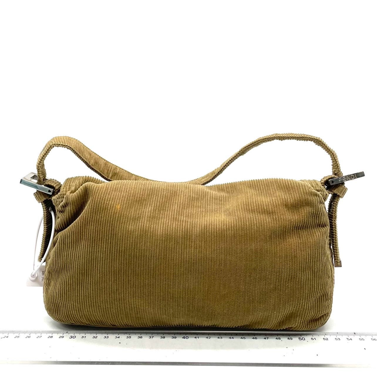 FENDI Baguette   Corduroy Beige Brown Shoulder Bag