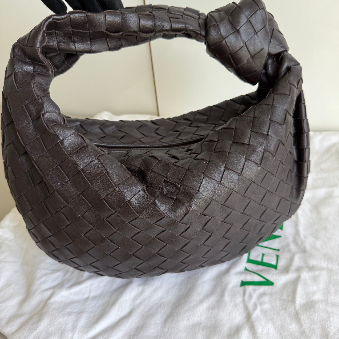 Bottega Veneta Teen Jodie Fondant Dark Chocolate Brown Leather