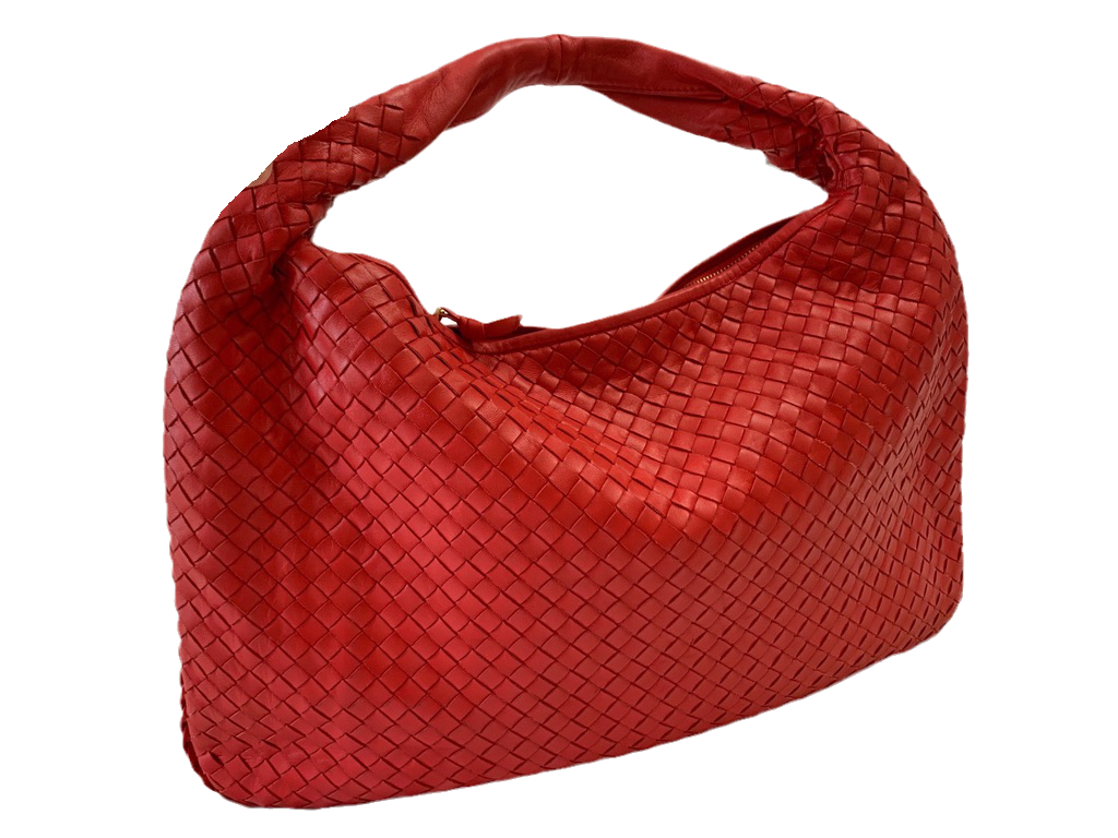 Bottega Veneta Intrecciato Hobo Bag in Red leather Large