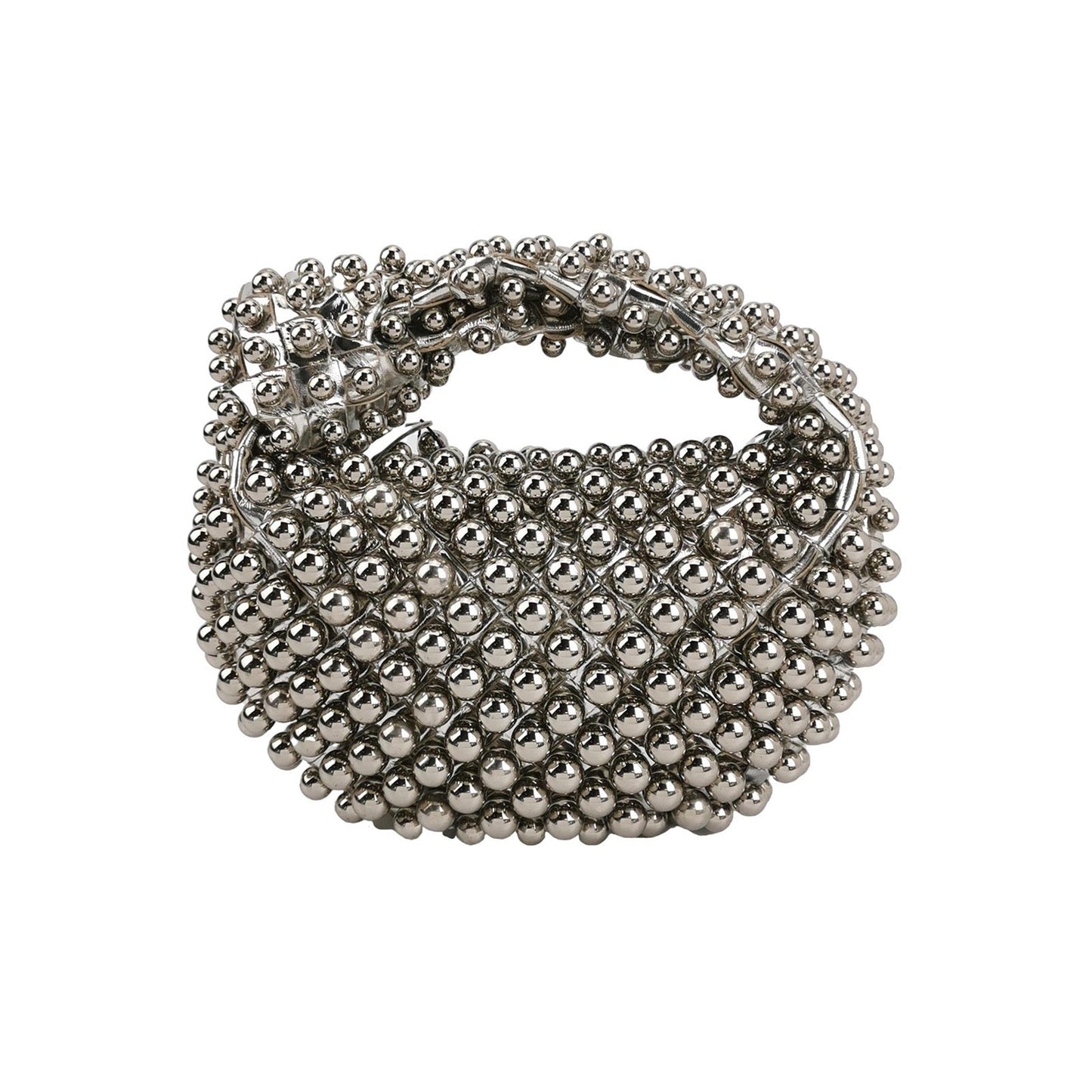 Bottega Veneta Jodie Mini Silver Leather Metallic Studded Rare