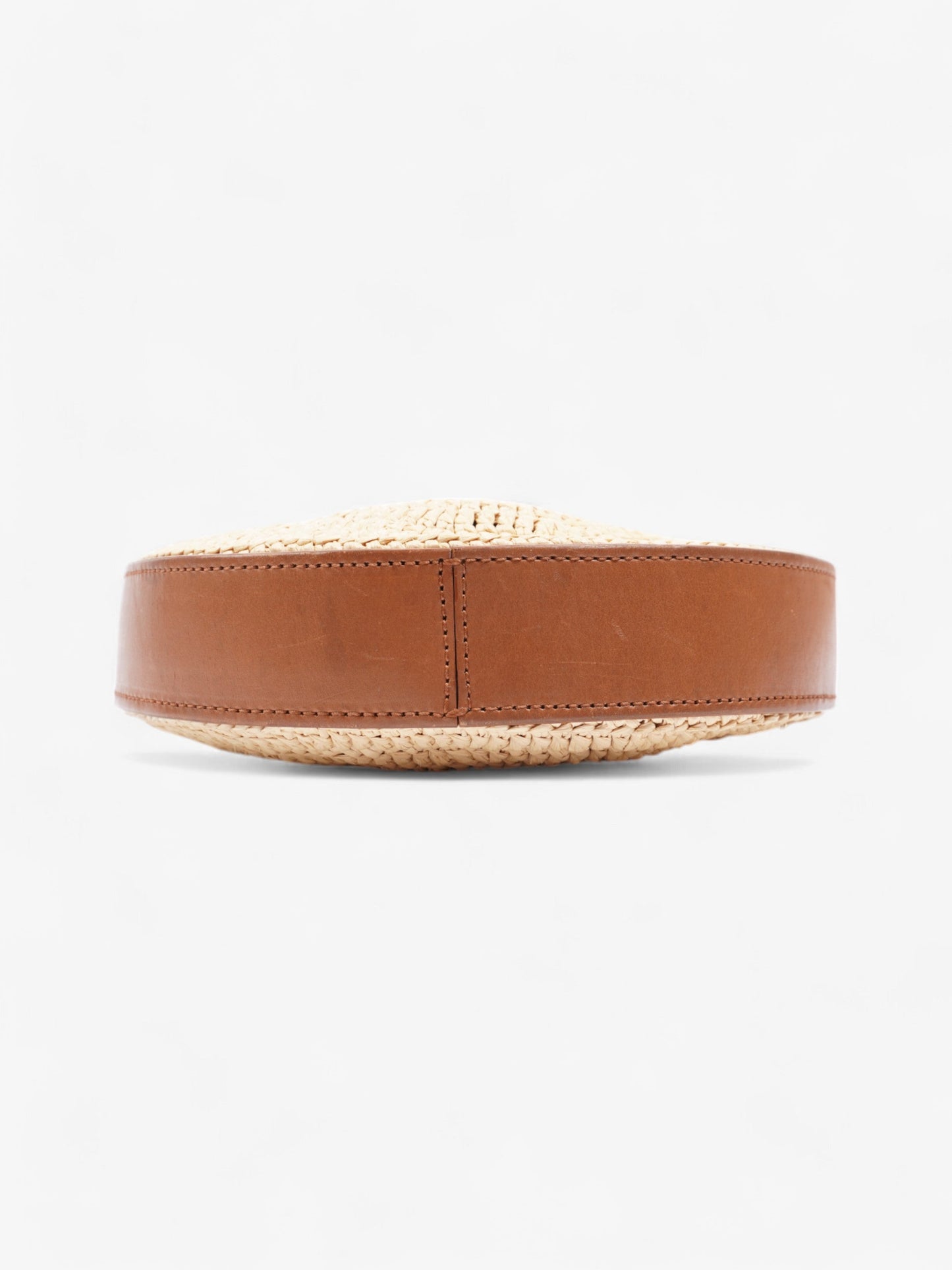 Saint Laurent Raffia Round Crossbody Bag Brown / Straw Straw, Leather