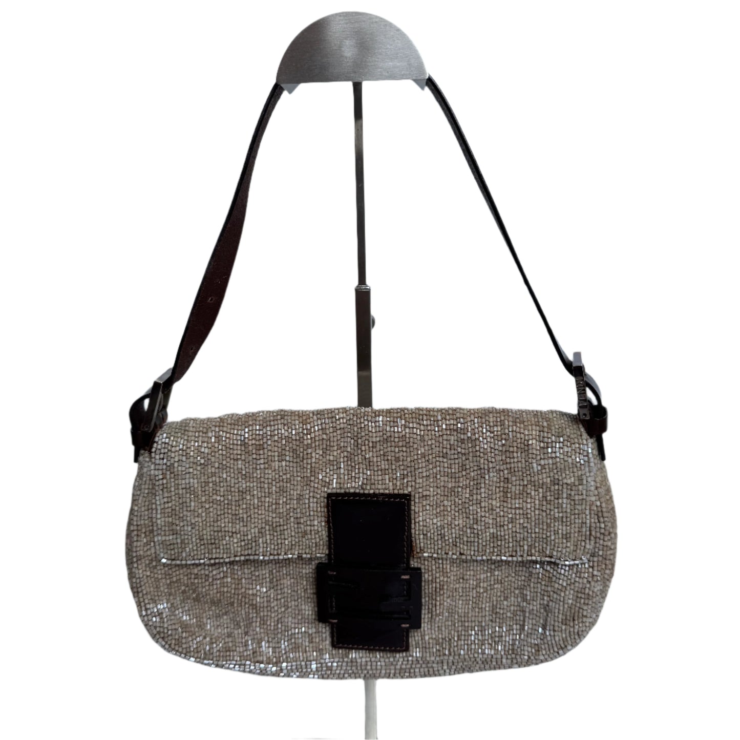 Fendi Baguette Shoulder bag with Glitter Beige Beads