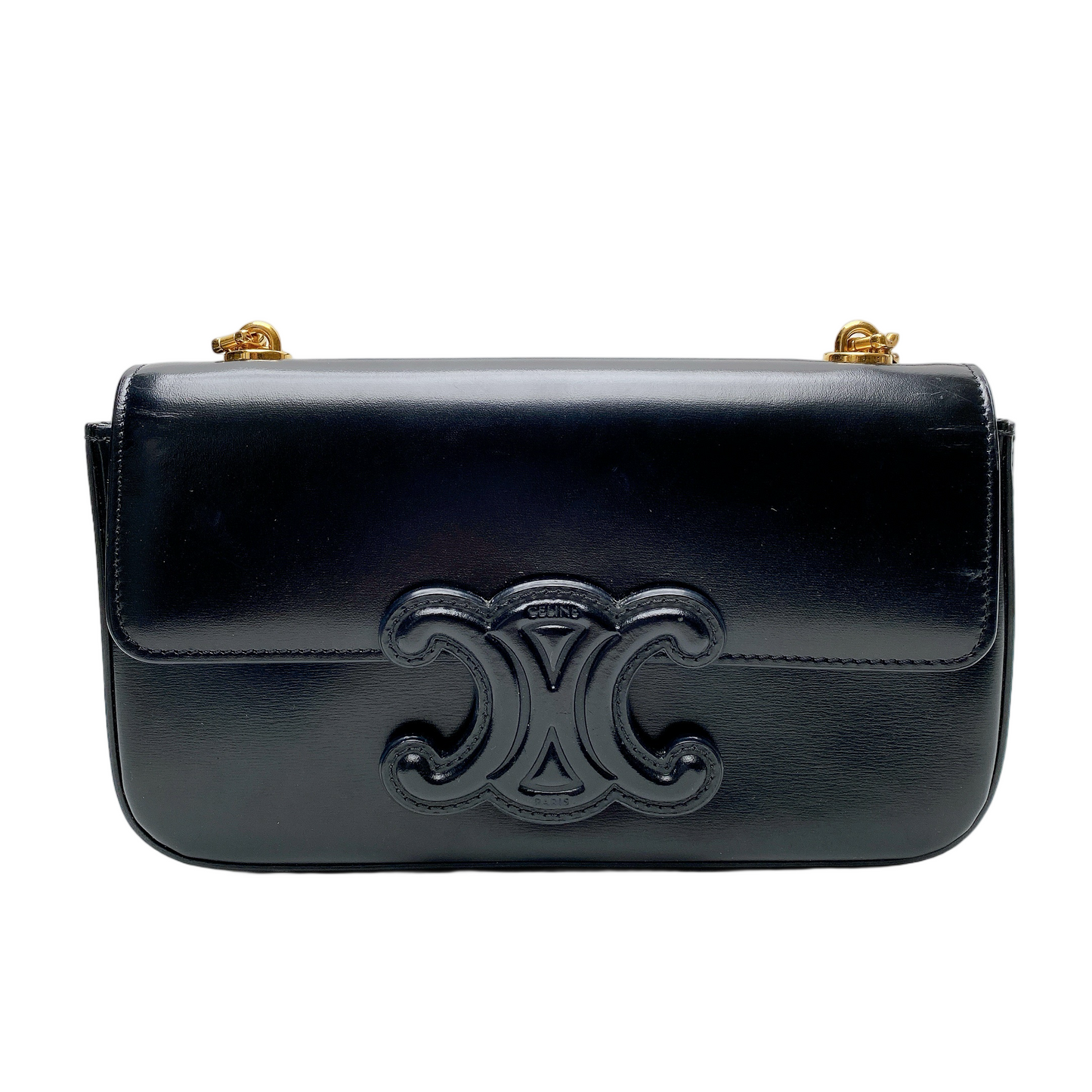 CELINE TRIOMPHE CLAUDE CHAIN SHOULDER BAG - LEATHER LOGO
