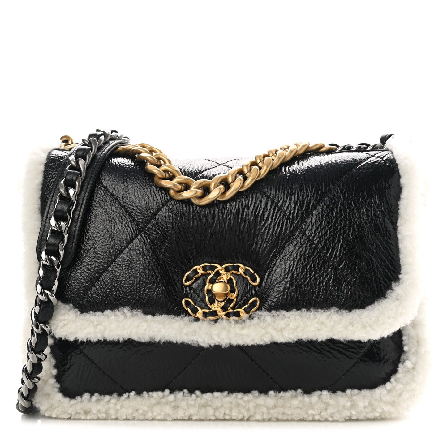 CHANEL 2021 SHEARLING MEDIUM 19 FLAP BAG