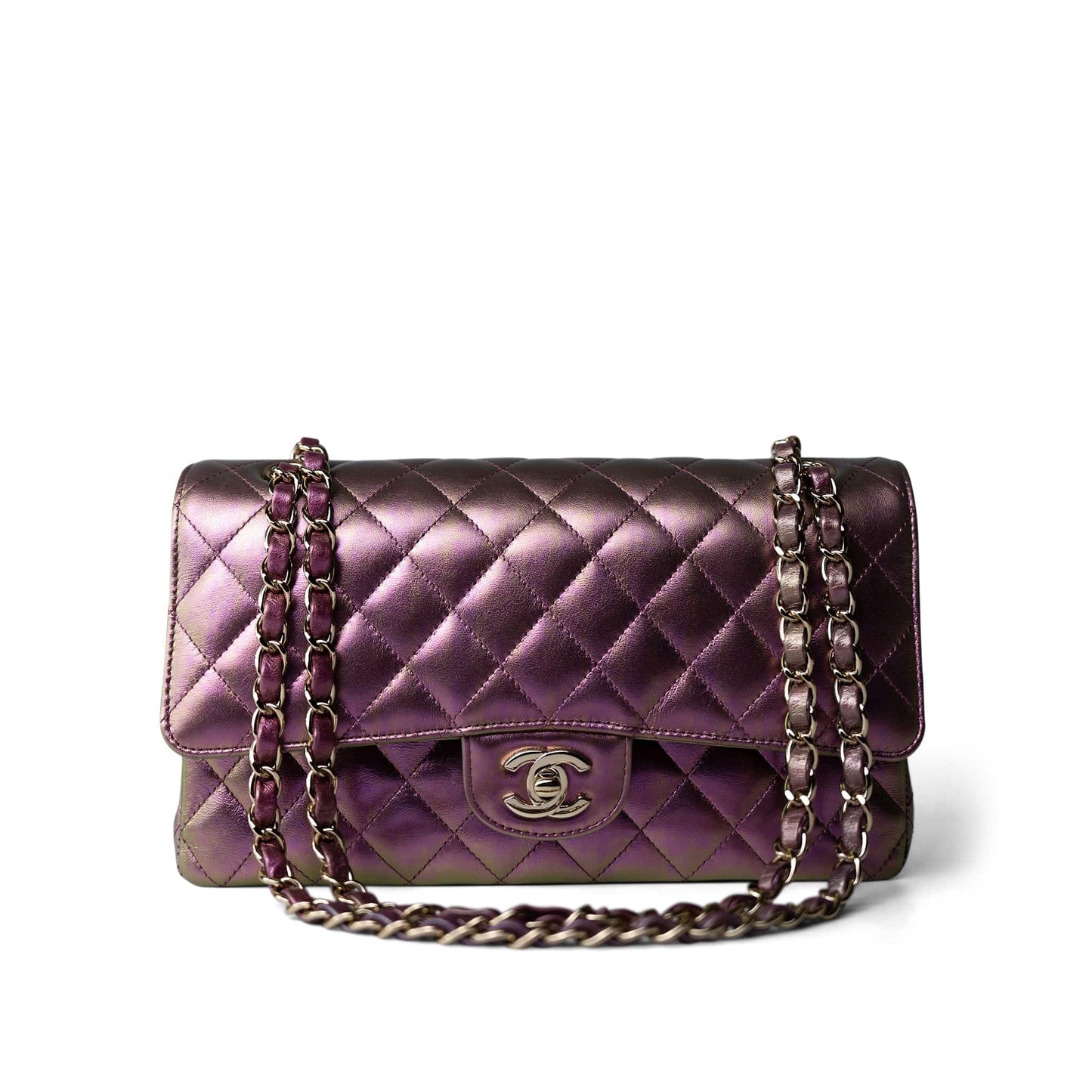 CHANEL IRIDESCENT MEDIUM QUILTED LAMBSKIN DOUBLE FLAP BAG