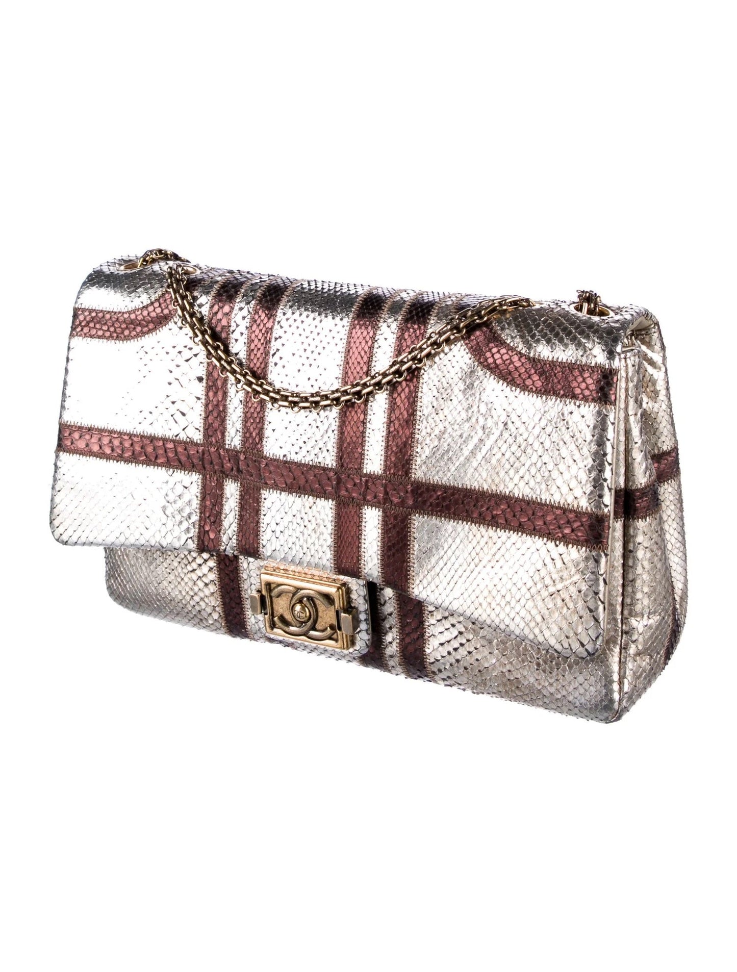 CHANEL -BOMBAY METALLIC PYTHON LARGE CLASSIC SINGLE FLAP BAG