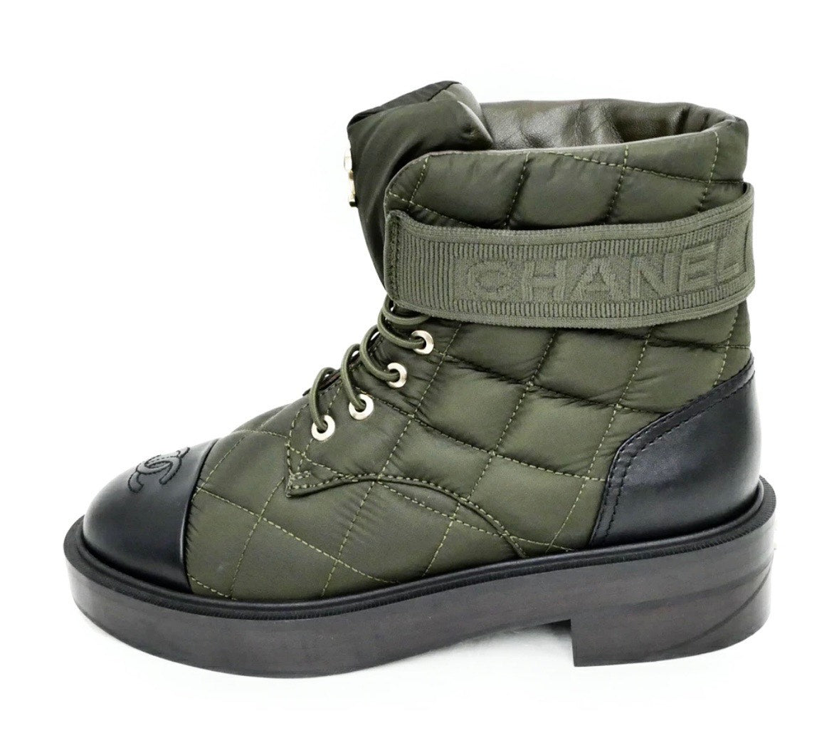 CHANEL OLIVE AND BLACK BOOTIES Handbag