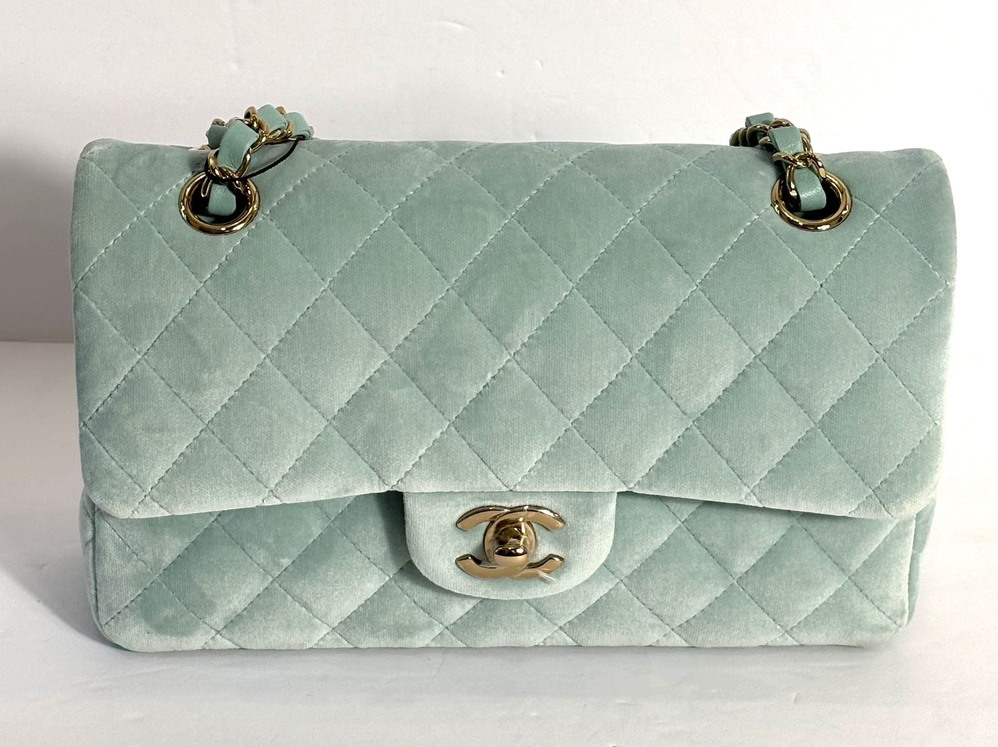 CHANEL VELVET QUILTED MINI FLAP BAG