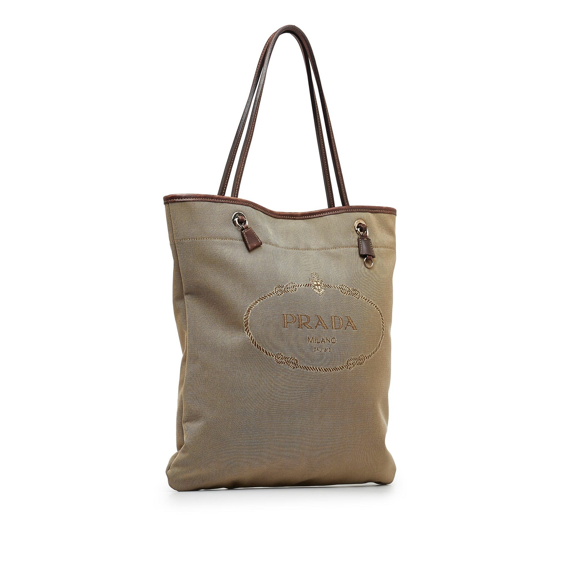 Taupe Prada Canapa Logo Tote