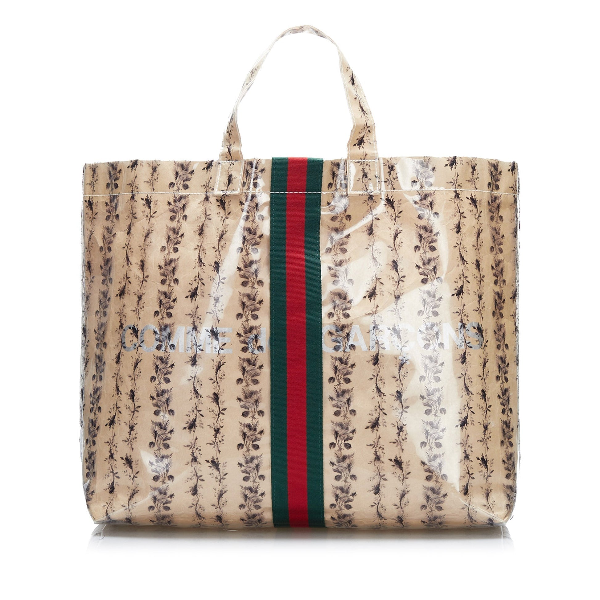 Gucci Flora Beige Canvas PVC Tote