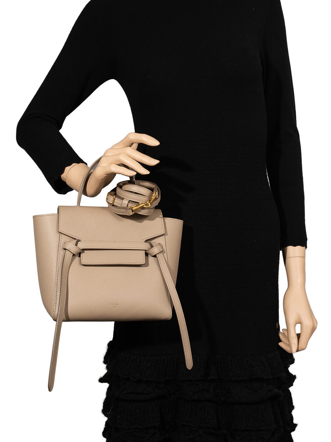 Luxury CELINE Grained Leather Nano Belt Bag Taupe
