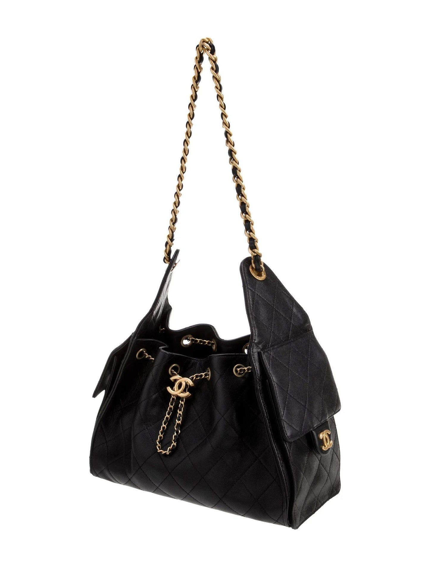 CHANEL 25 CAVIAR QUILTED CALFSKIN LEATHER SMALL HOBO BAG