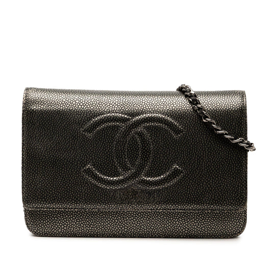 Chanel CC Metallic Caviar Wallet on Chain