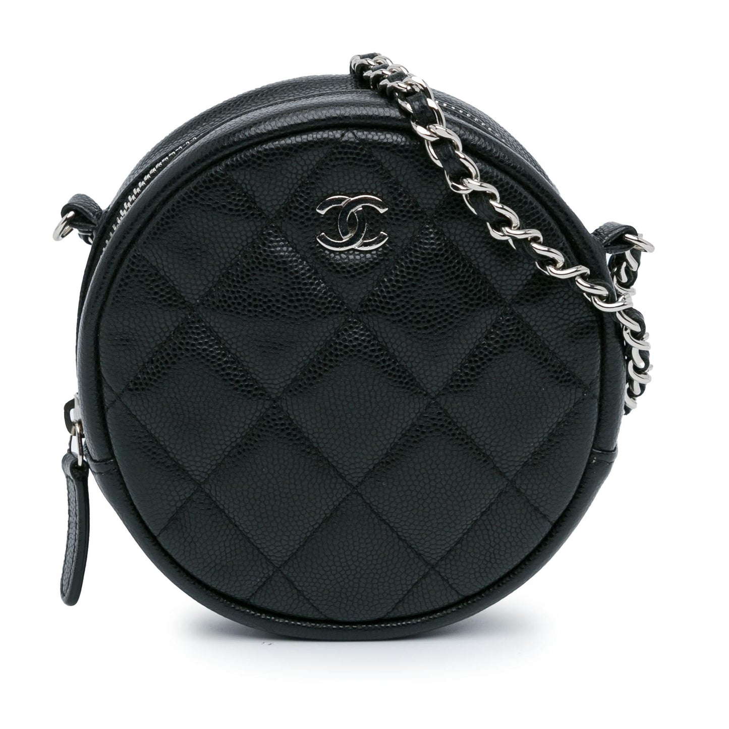 Chanel CC Quilted Caviar Round Clutch With Chain (SHG-jxh22e)