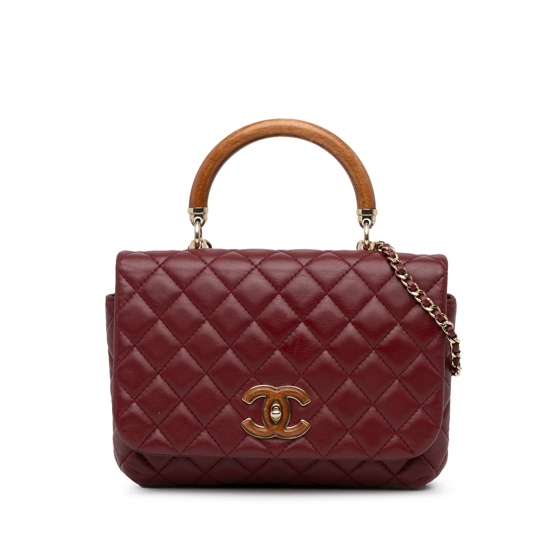 Chanel CC Quilted Lambskin Knock on Wood Satchel (SHG-wiPzxy) Handbag