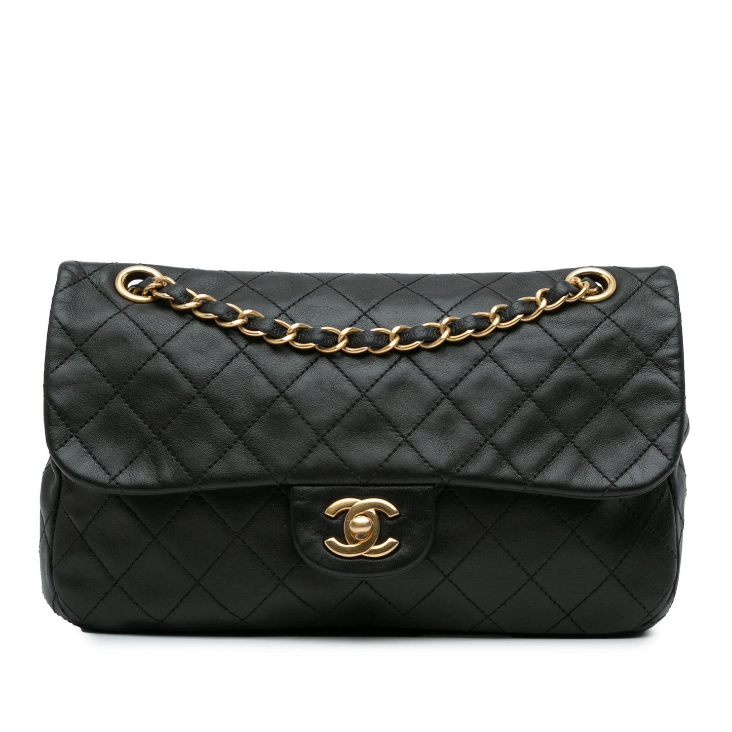 Chanel CC Quilted Lambskin Single Flap (SHG-6cPogF) Shoulder Bag