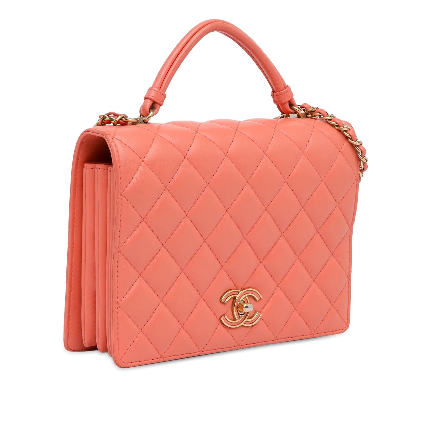Chanel CC Quilted Lambskin Top Handle Flap (SHG-L5HKxu) Shoulder Bag