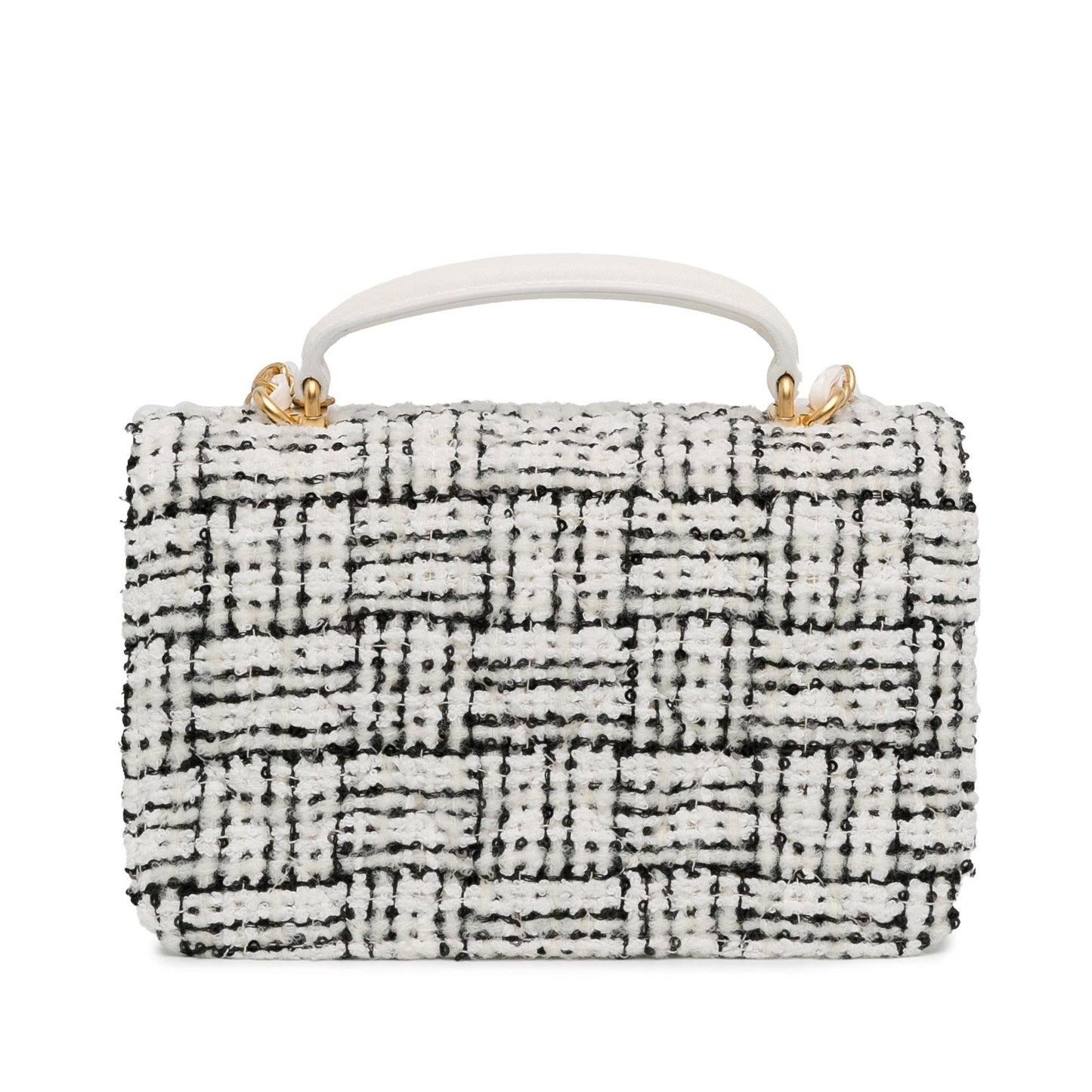Chanel CC Quilted Tweed Top Handle Full Flap (SHG-1PvkH4) Shoulder Bag
