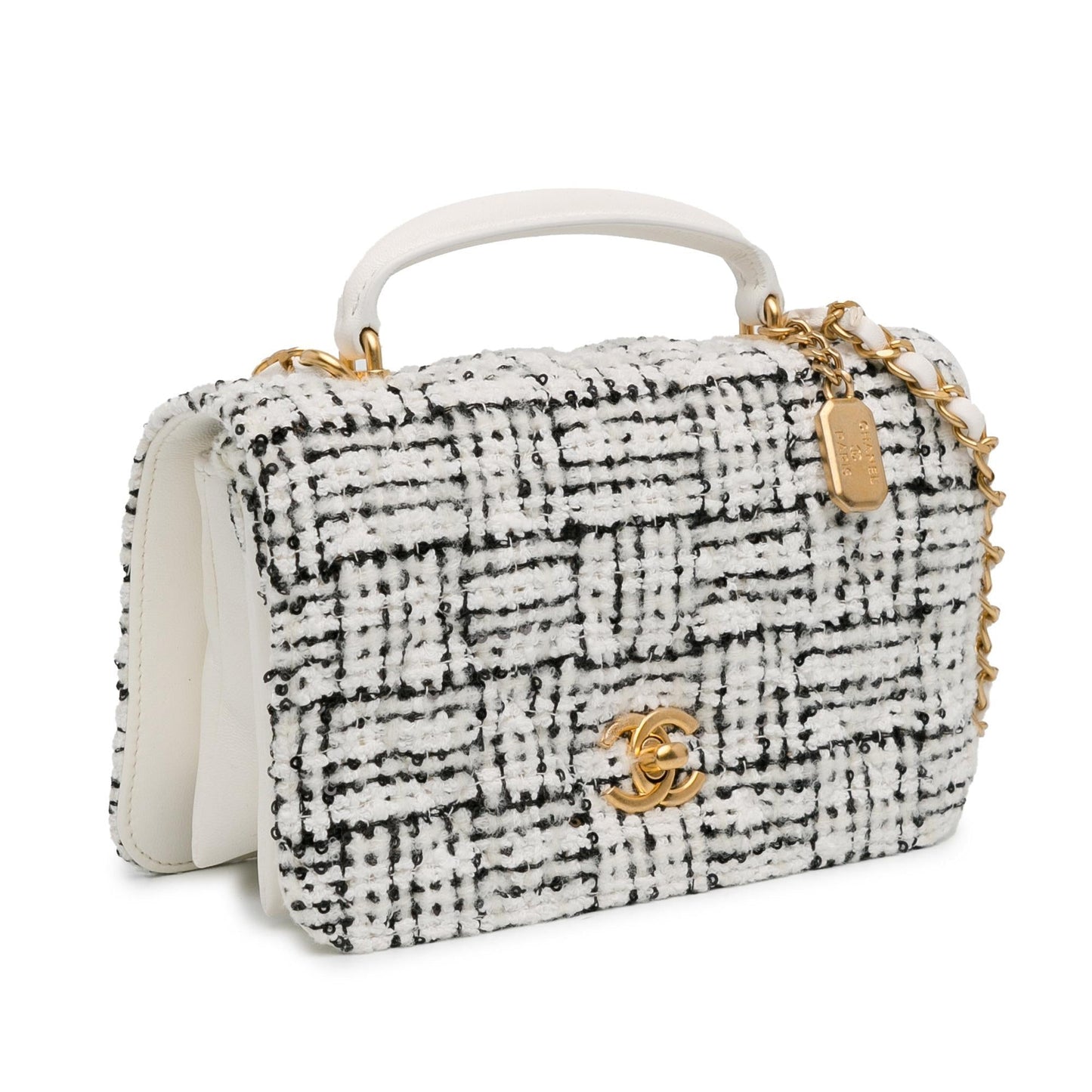 Chanel CC Quilted Tweed Top Handle Full Flap (SHG-1PvkH4) Shoulder Bag