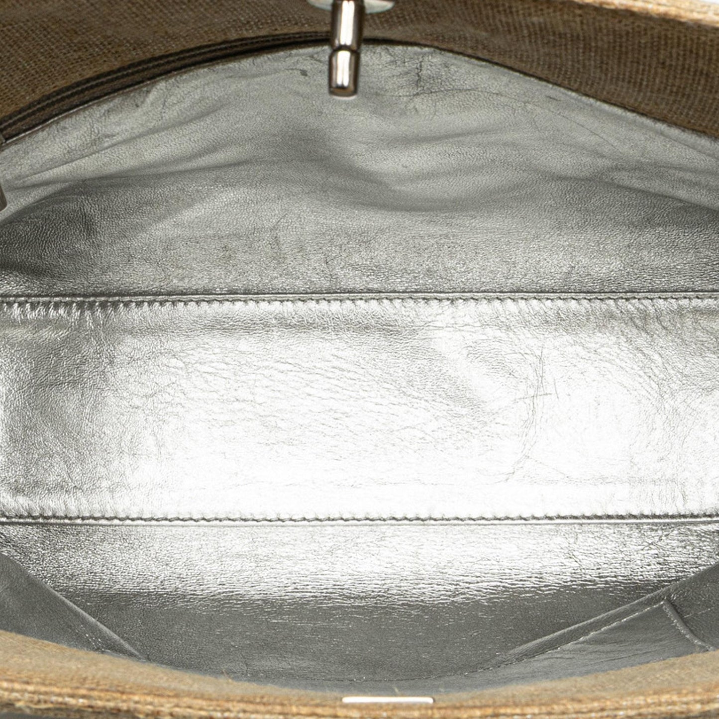 Chanel CC Stitched Linen Chain Tote