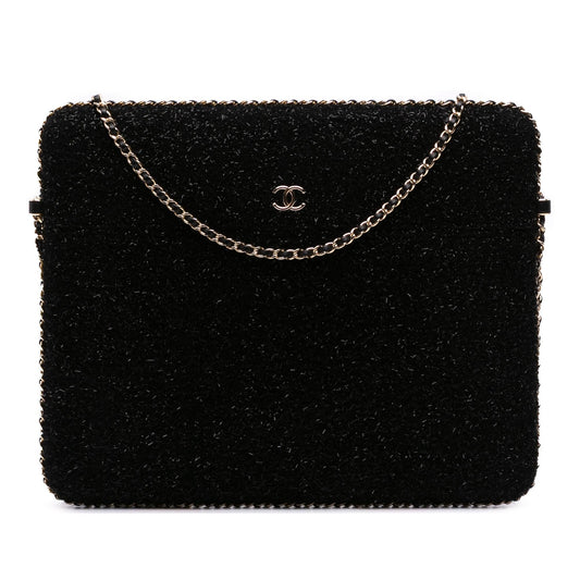 Chanel CC Tweed Chain Around Tablet Holder Crossbody
