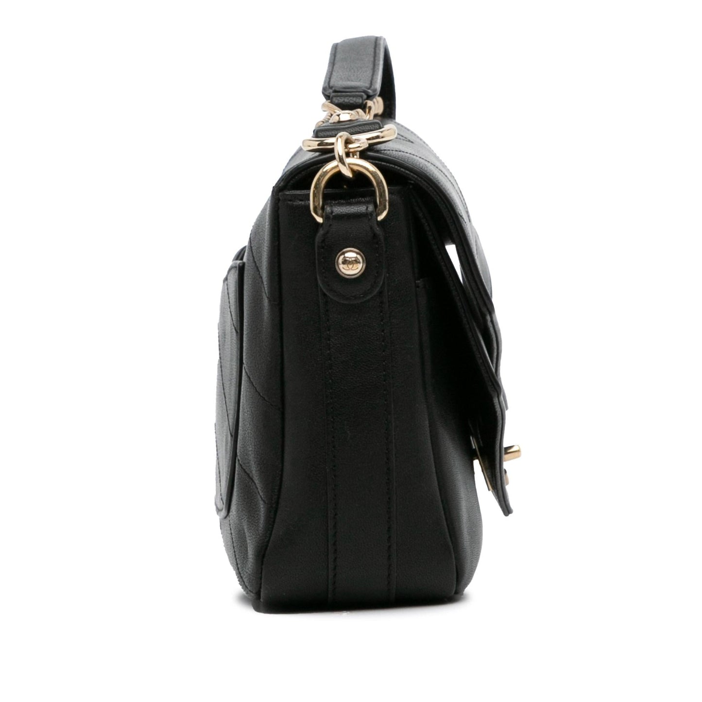Chanel Calfskin Elaphe Double Chevron Flap (SHG-L3u8Dw) Shoulder Bag