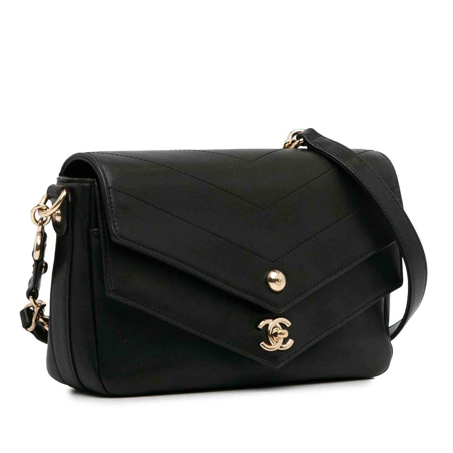 Chanel Calfskin Elaphe Double Chevron Flap (SHG-L3u8Dw) Shoulder Bag