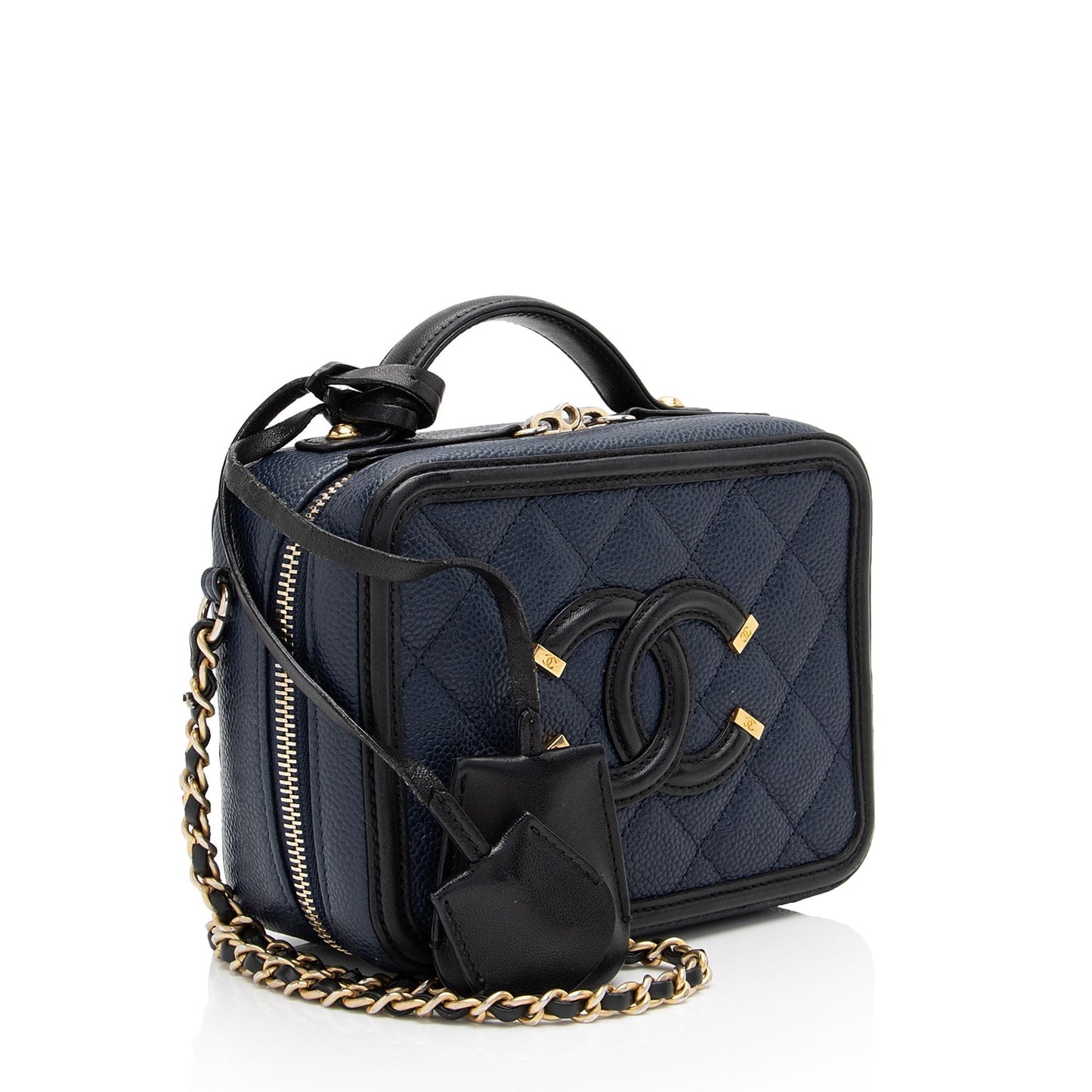 Chanel Caviar Leather CC Filigree Small Vanity Case (SHF-v02lq3) Crossbody