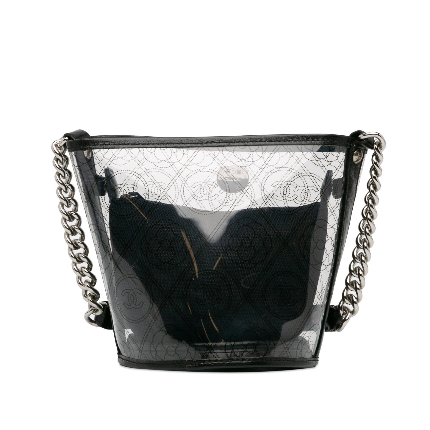 Chanel Crumpled Calfskin PVC Camellia Bucket (SHG-ysYTn8) Shoulder Bag