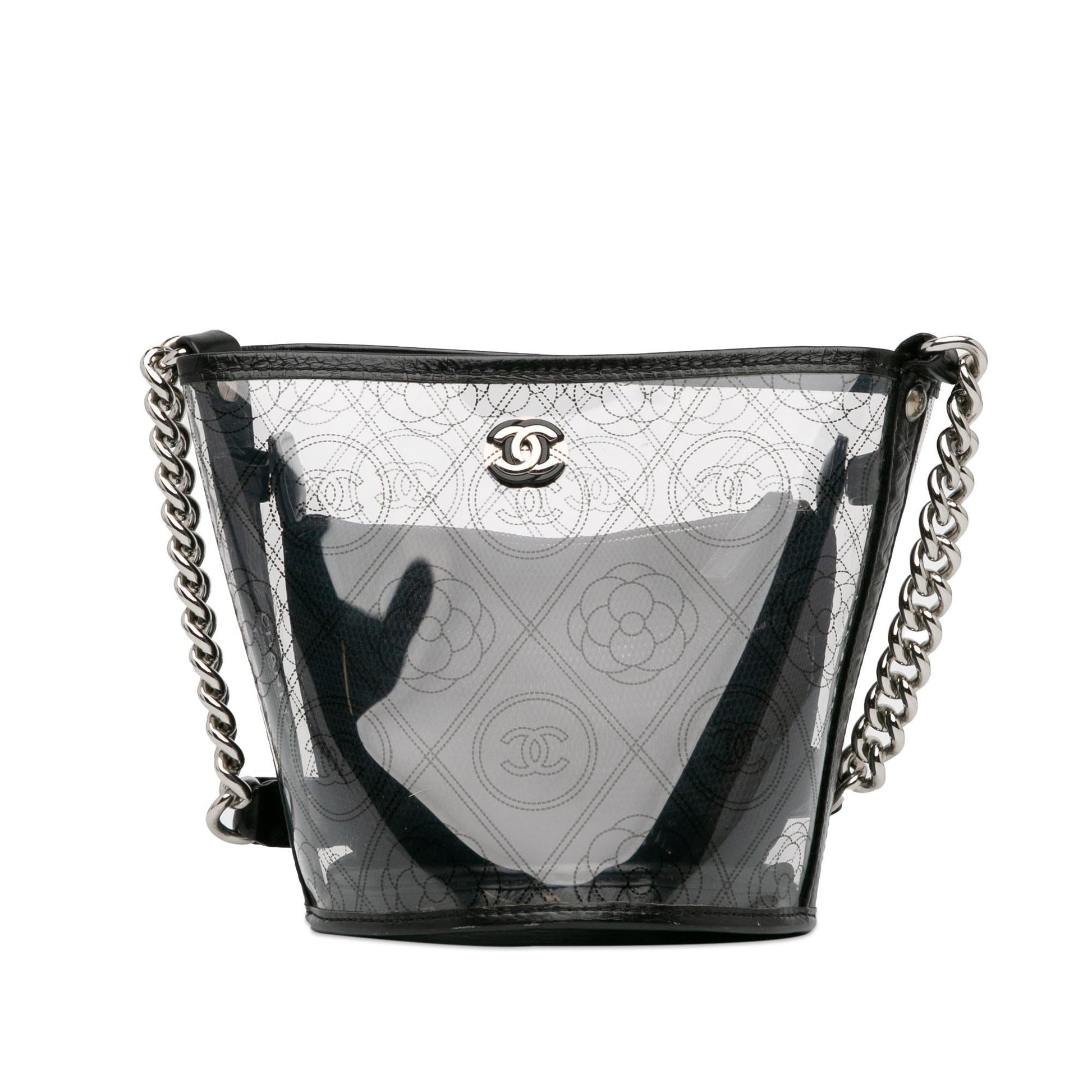 Chanel Crumpled Calfskin PVC Camellia Bucket (SHG-ysYTn8) Shoulder Bag
