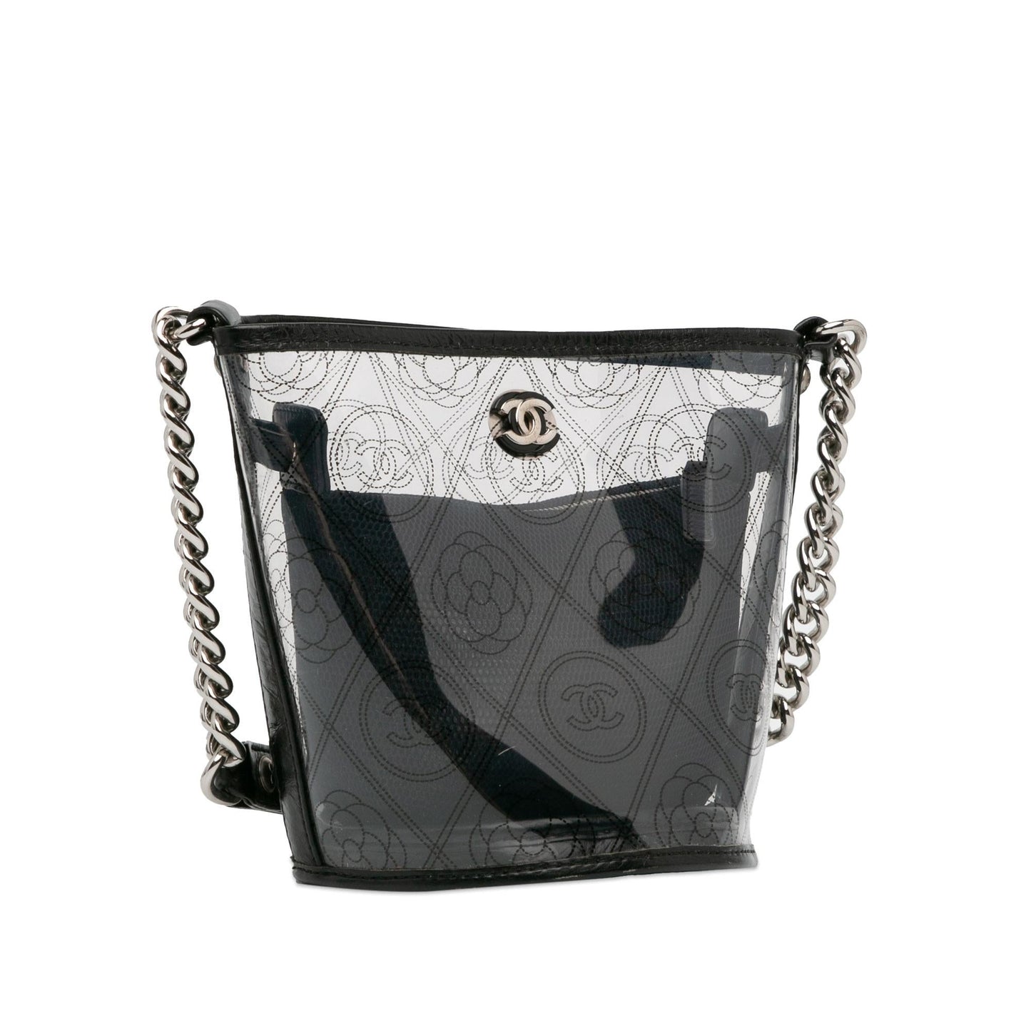 Chanel Crumpled Calfskin PVC Camellia Bucket (SHG-ysYTn8) Shoulder Bag