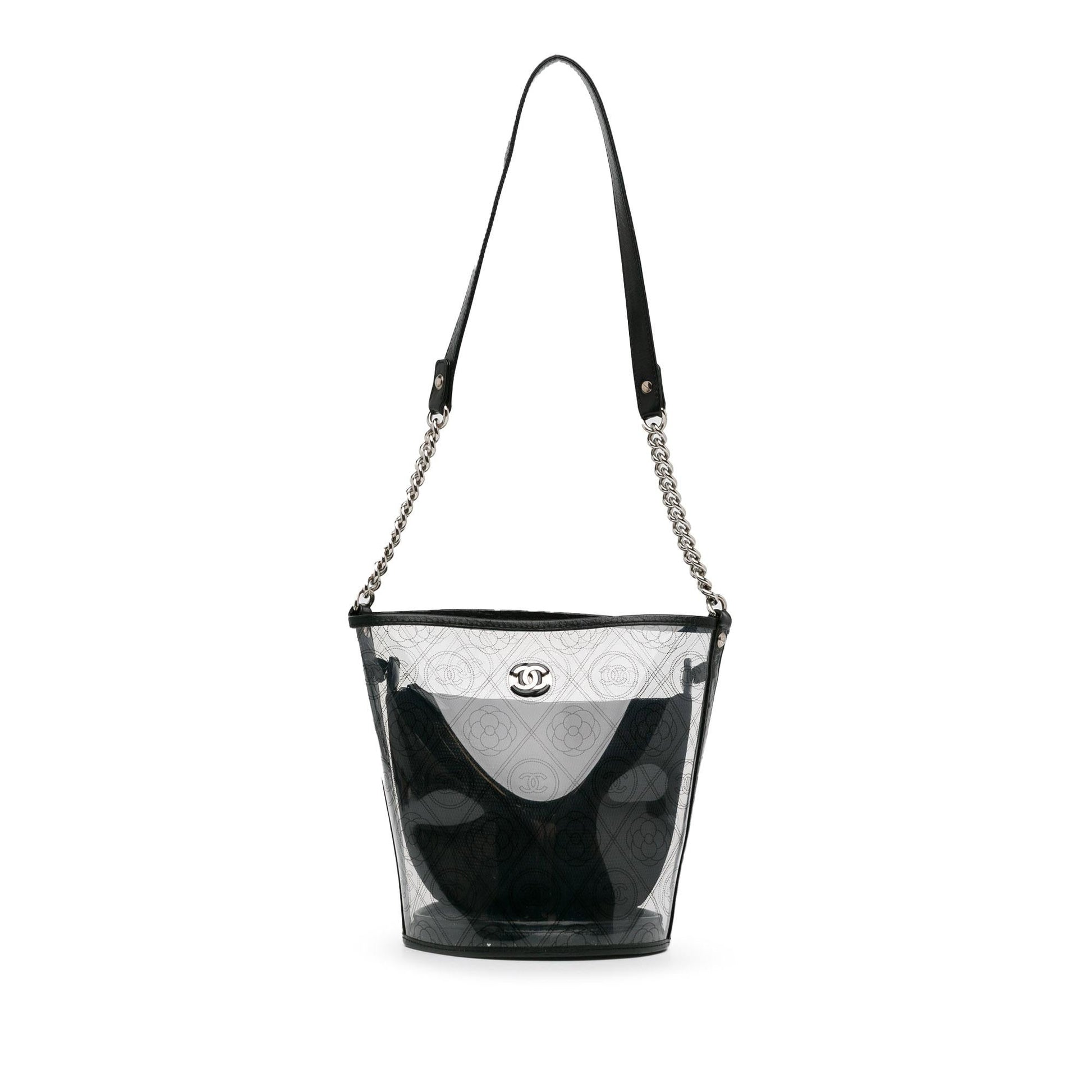 Chanel Crumpled Calfskin PVC Camellia Bucket (SHG-ZnYJAw) Shoulder Bag
