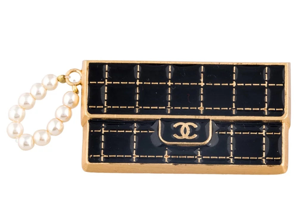 CHANEL RUNWAY FAUX PEARL PURSE PIN BROOCH Handbag