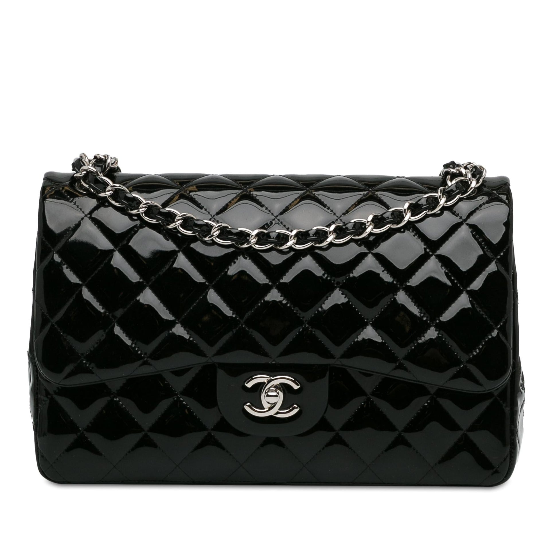 Chanel Jumbo Classic Patent Double Flap (SHG-Emgu8N) Shoulder Bag