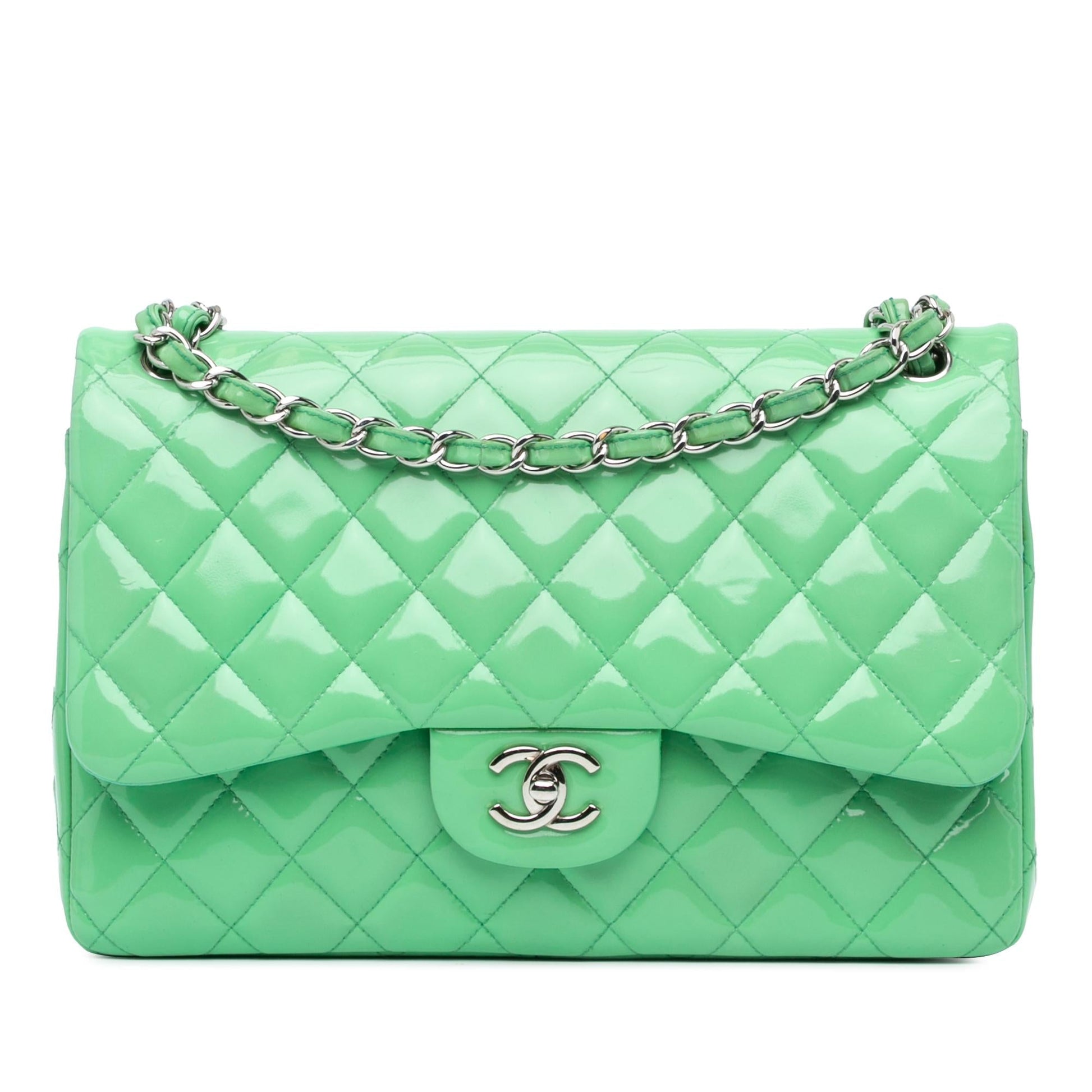 Chanel Jumbo Classic Patent Double Flap (SHG-vCasJx) Shoulder Bag