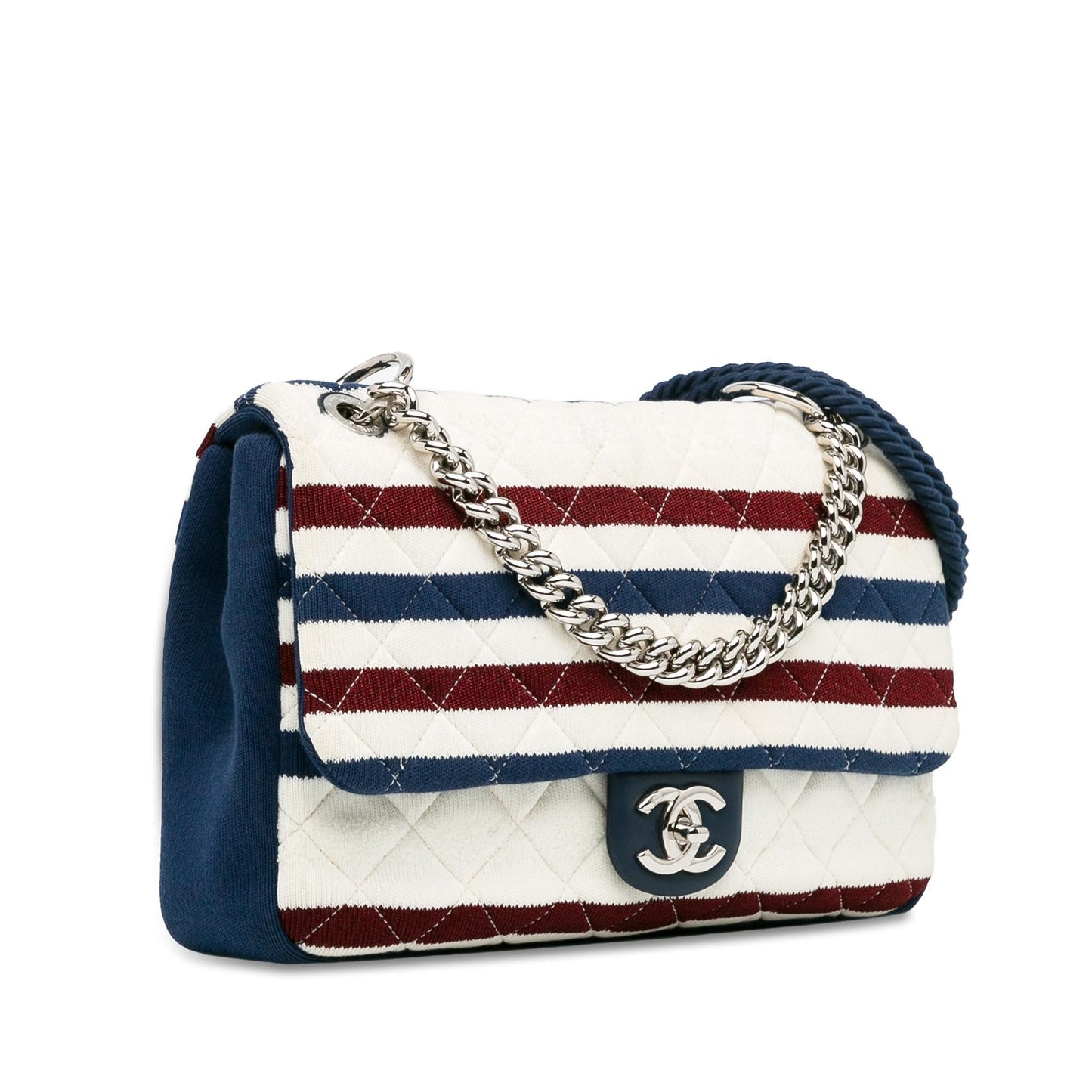 Chanel Jumbo Stripe Jersey Felt and Rope Flap (SHG-1O7u9U) Shoulder Bag