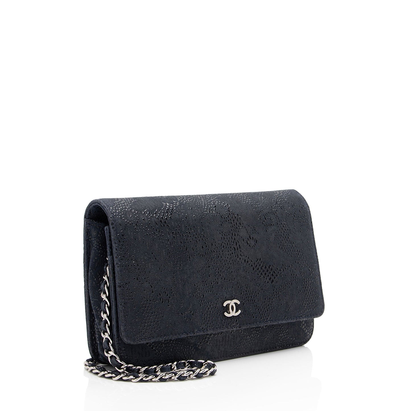 Chanel Lace Embossed Goatskin Classic Wallet on Chain (SHF-ZHPm4Q) Crossbody
