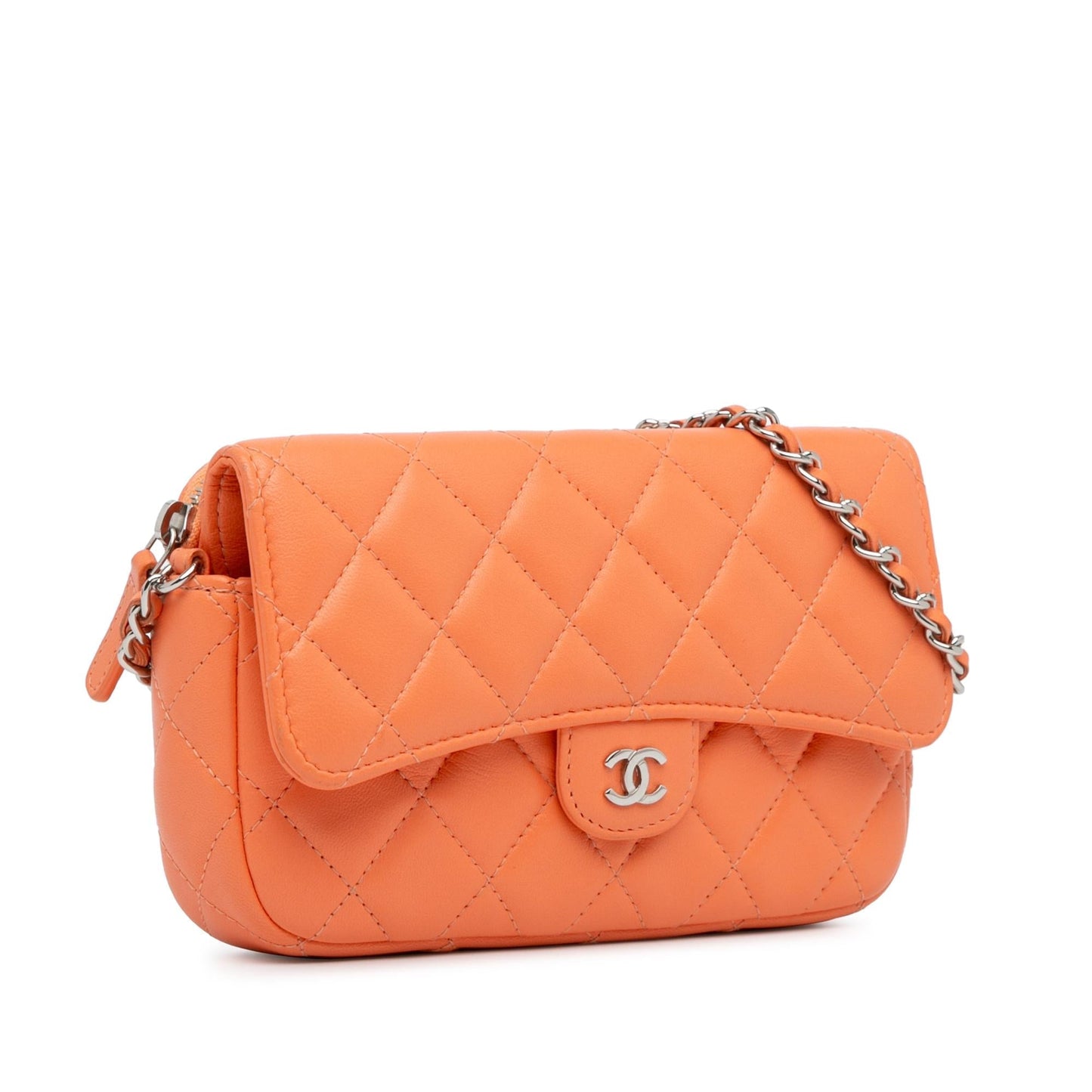 Chanel Lambskin Flap Phone Holder with Chain (SHG-7VHu6Y) Crossbody