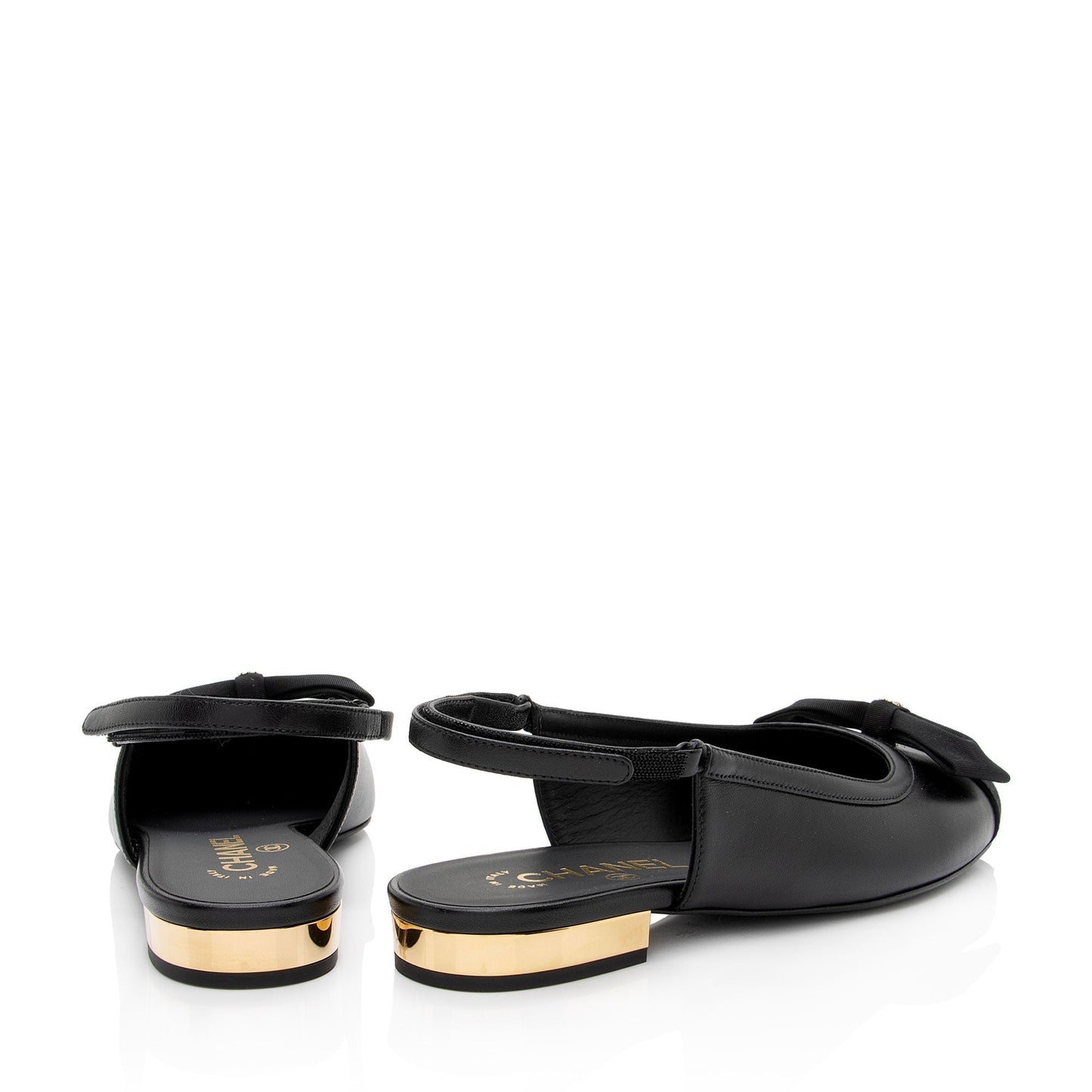 Chanel Lambskin Grosgrain Bow CC Captoe Slingback Flats - Size 8.5 / 38.5 (SHF-UU3dKk) Handbag