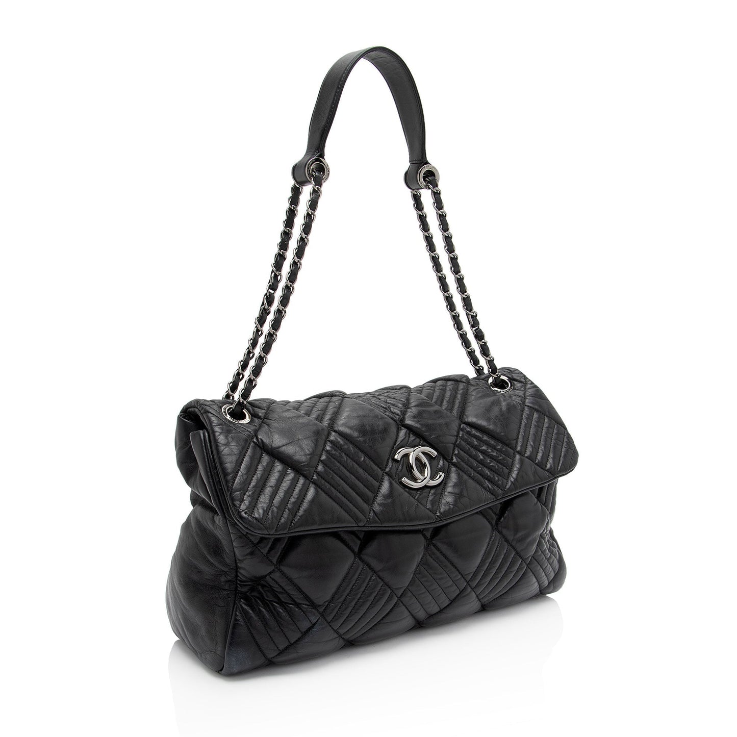 Chanel Lambskin In and Out Maxi Flap Bag (SHF-A4kgjG)