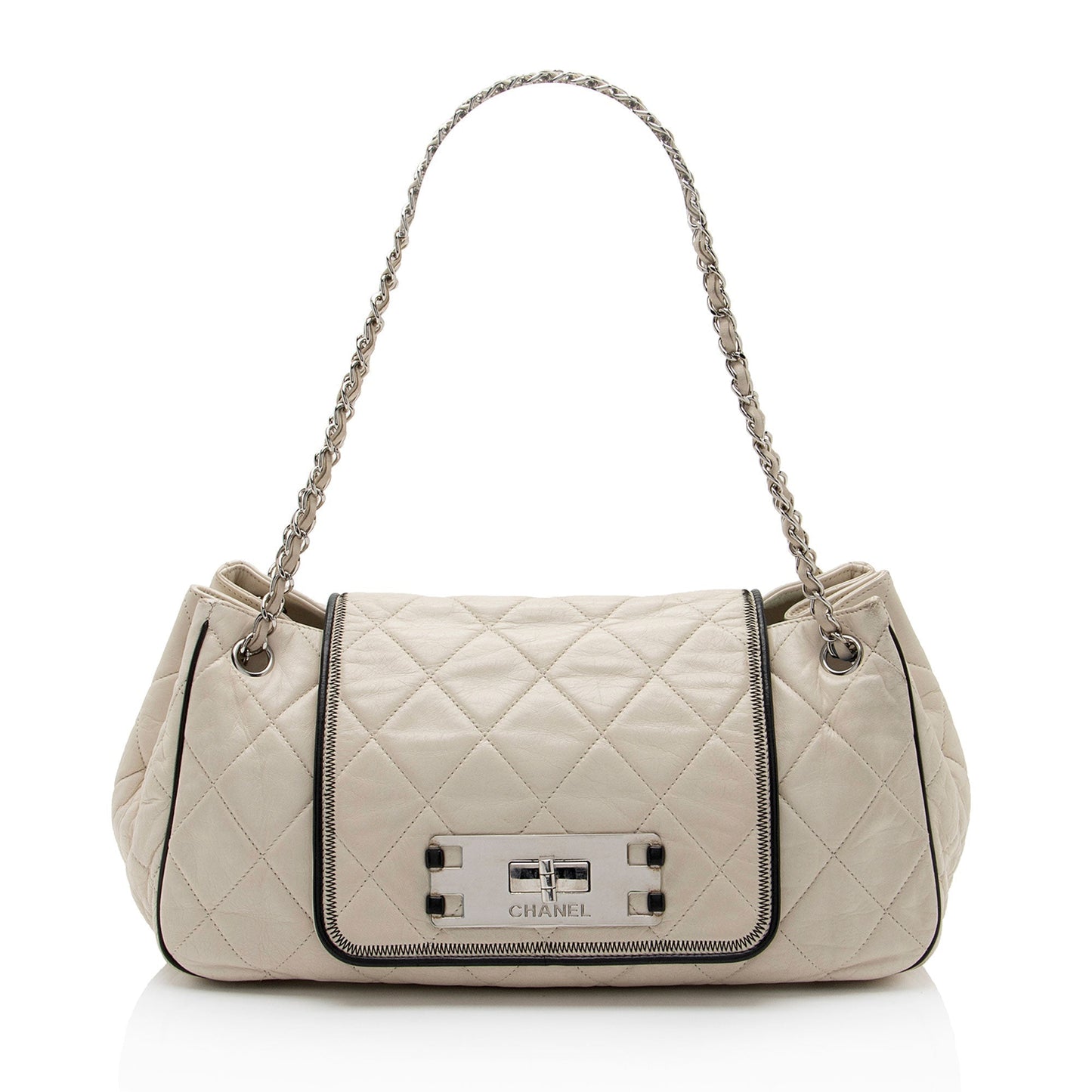 Chanel Lambskin Mademoiselle Lock East West Accordion Shoulder Bag (SHF-L7kNwO)