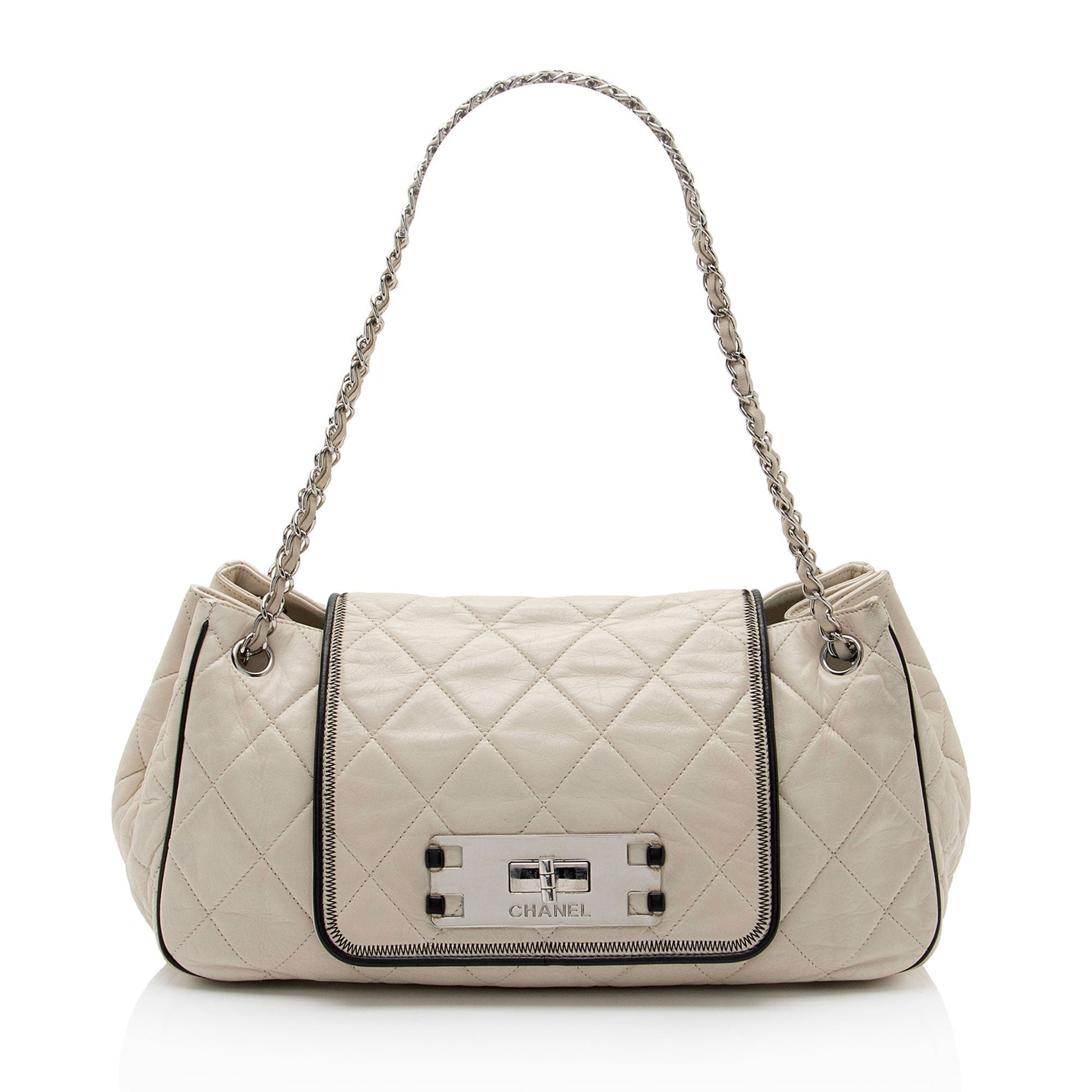 Chanel Lambskin Mademoiselle Lock East West Accordion Shoulder Bag (SHF-L7kNwO)