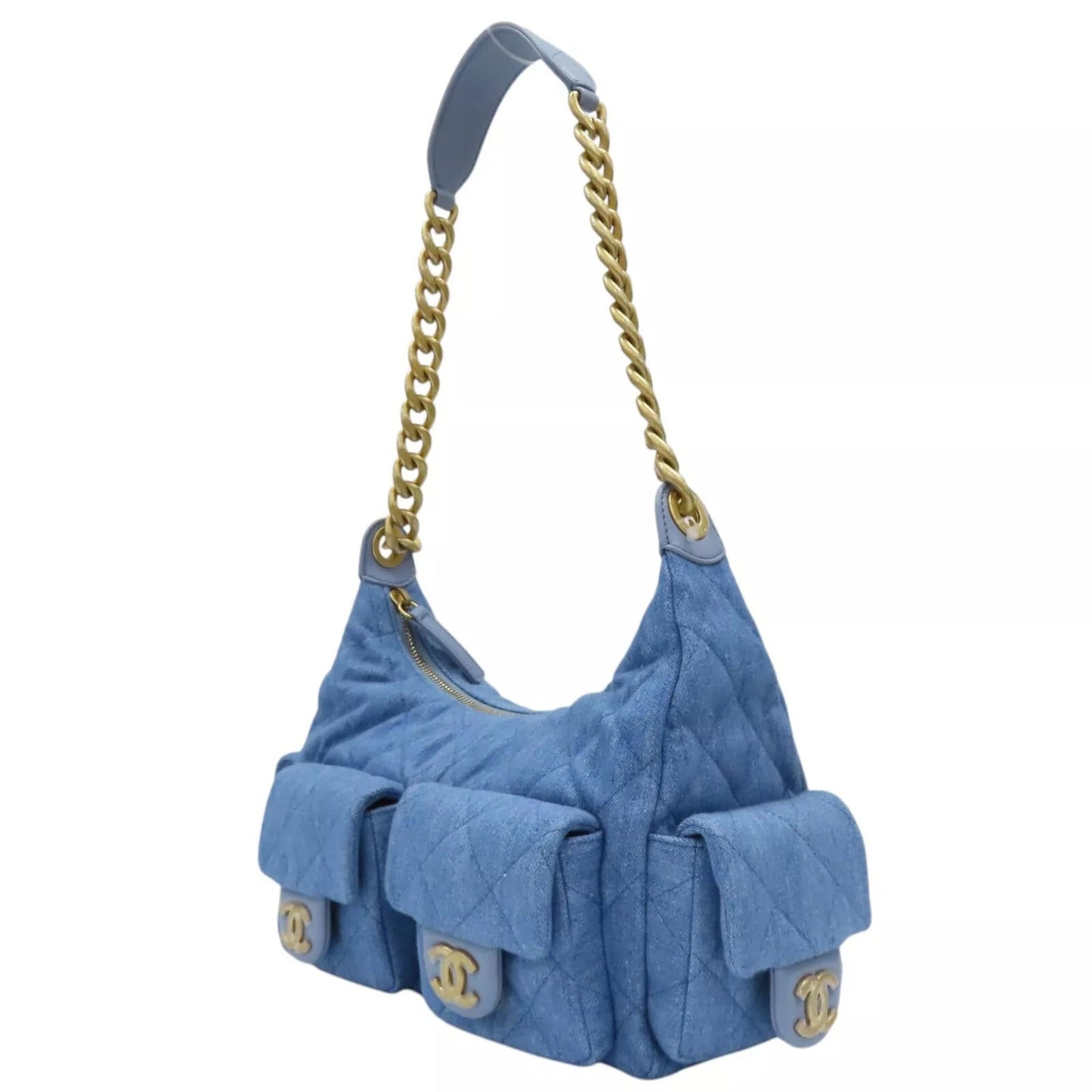 CHANEL LARGE CARGO QUILTED WASHED HOBO BAG