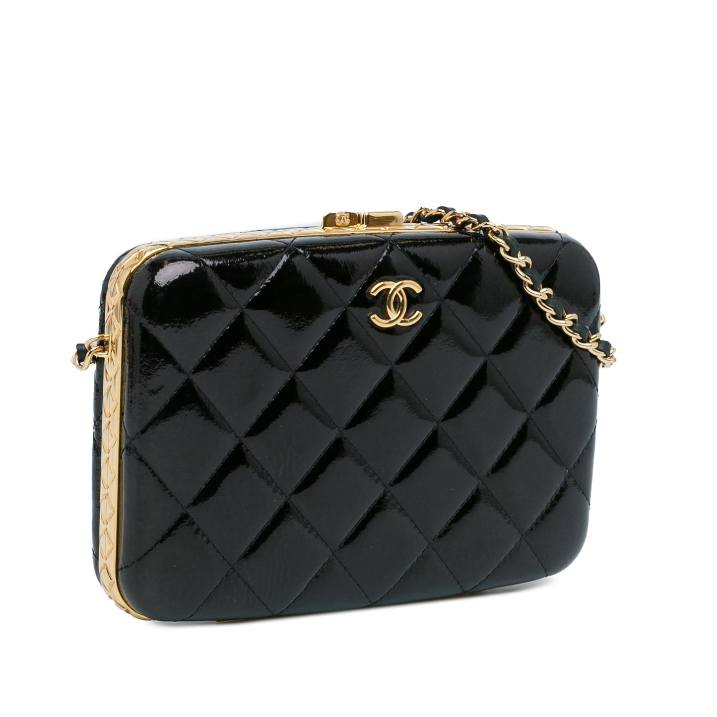 Chanel Large Glazed Goatskin Box With Chain (SHG-QolUGP) Crossbody