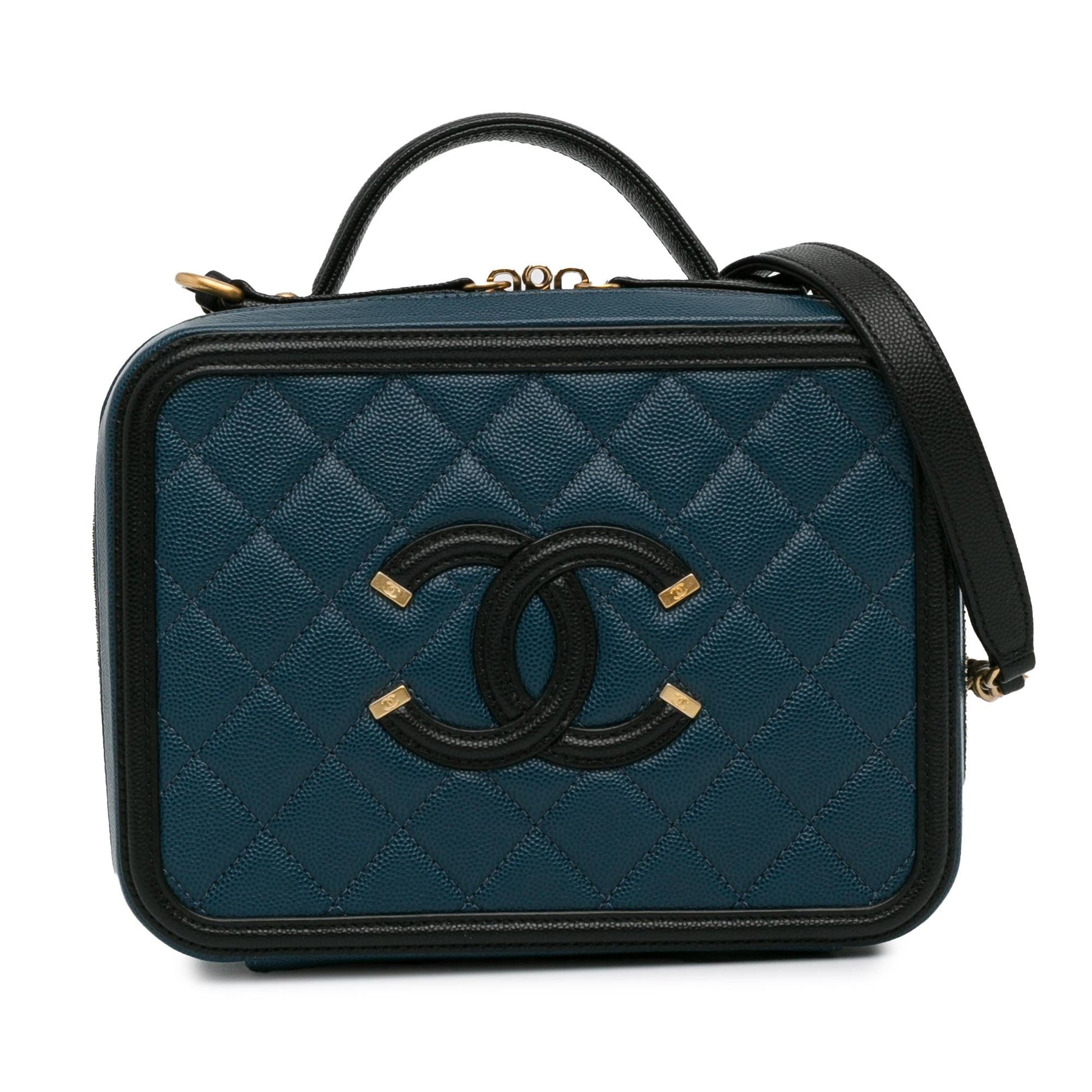 Chanel Medium Bicolor Caviar CC Filigree Vanity Case (SHG-FS85RY) Handbag