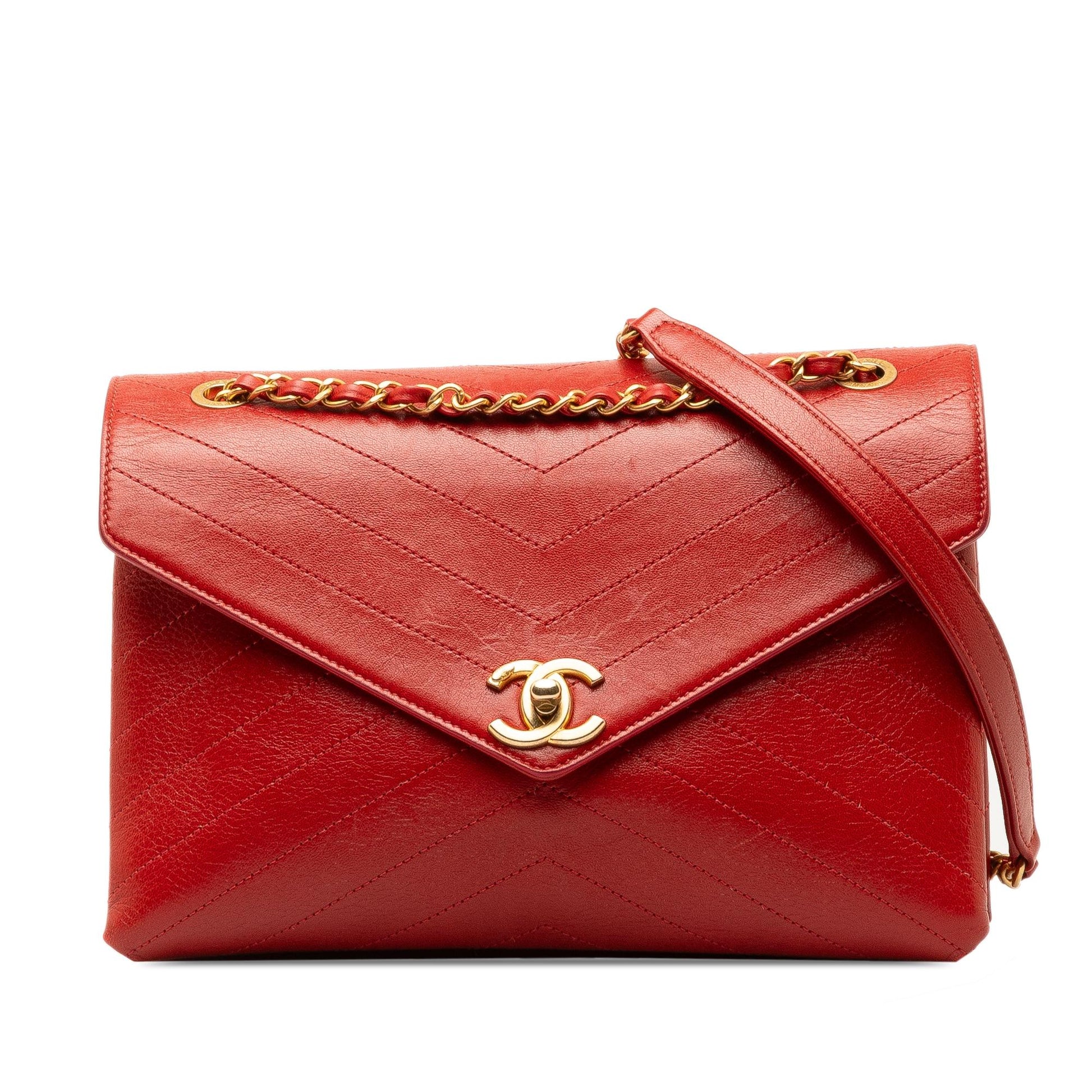 Chanel Medium CC Chevron Lambskin Envelope Flap (SHG-k9drR3) Shoulder Bag