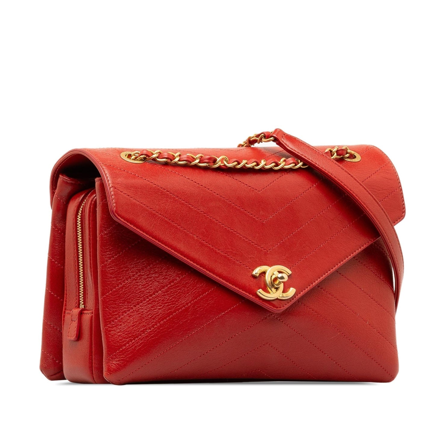 Chanel Medium CC Chevron Lambskin Envelope Flap (SHG-k9drR3) Shoulder Bag