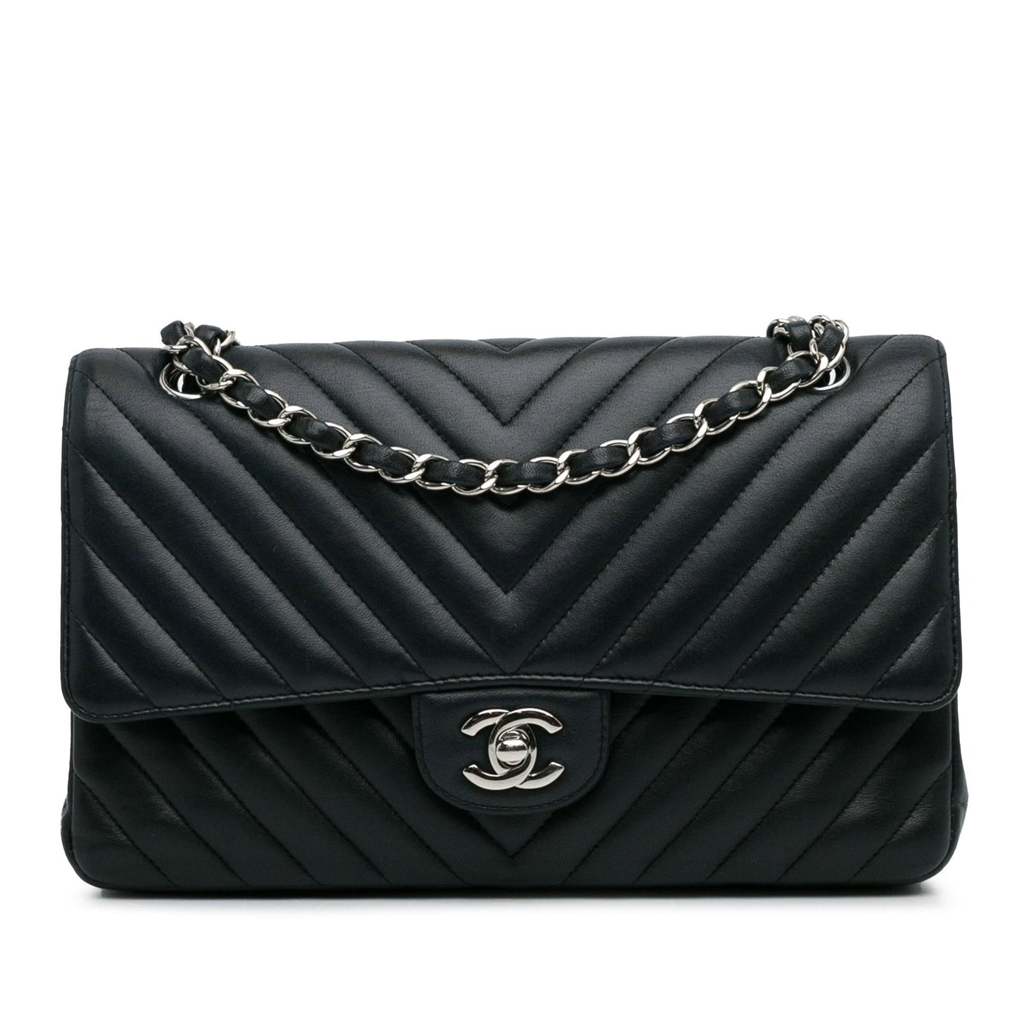Chanel Medium Chevron Lambskin Double Flap (SHG-dzzHVL) Shoulder Bag