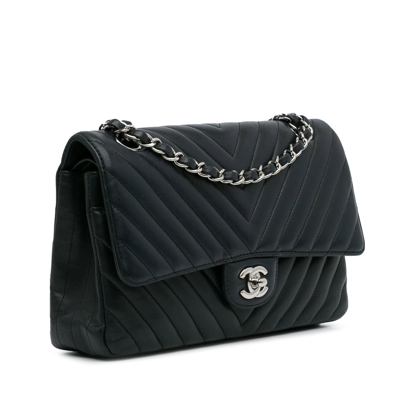 Chanel Medium Chevron Lambskin Double Flap (SHG-dzzHVL) Shoulder Bag