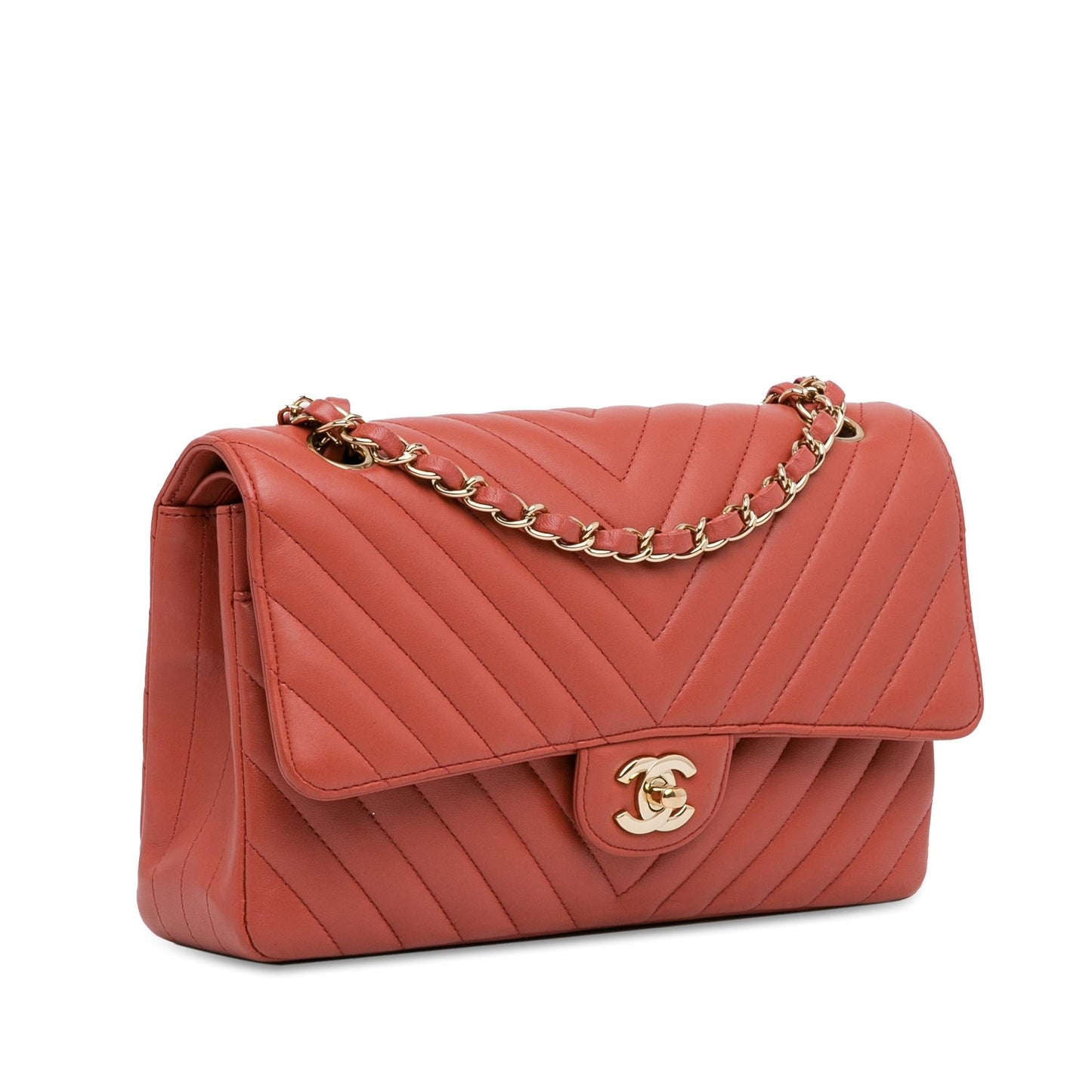 Chanel Medium Classic Chevron Lambskin Double Flap (SHG-cwKVOo) Shoulder Bag